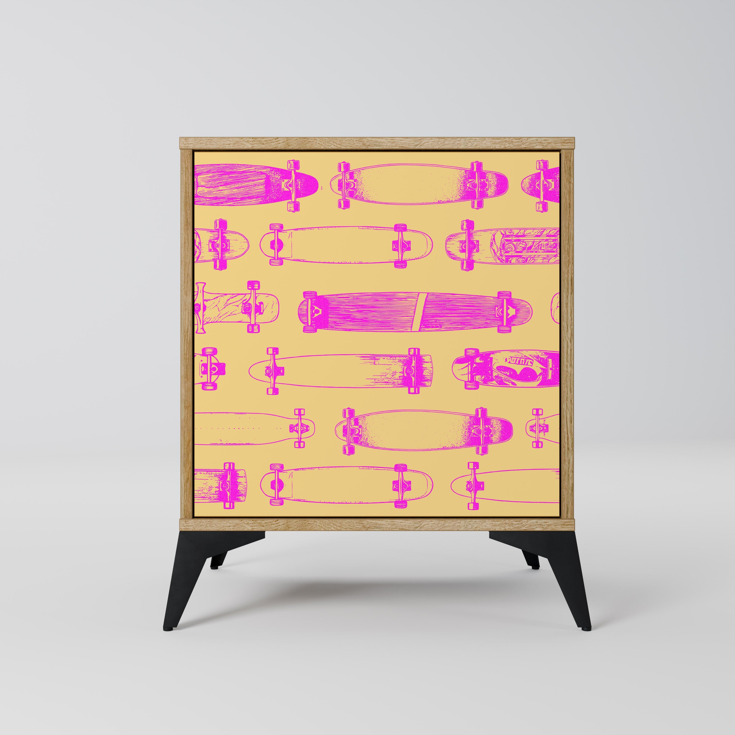 SKATEBOARD ARTISTRY Aparador de 1 Porta em Efeito Carvalho