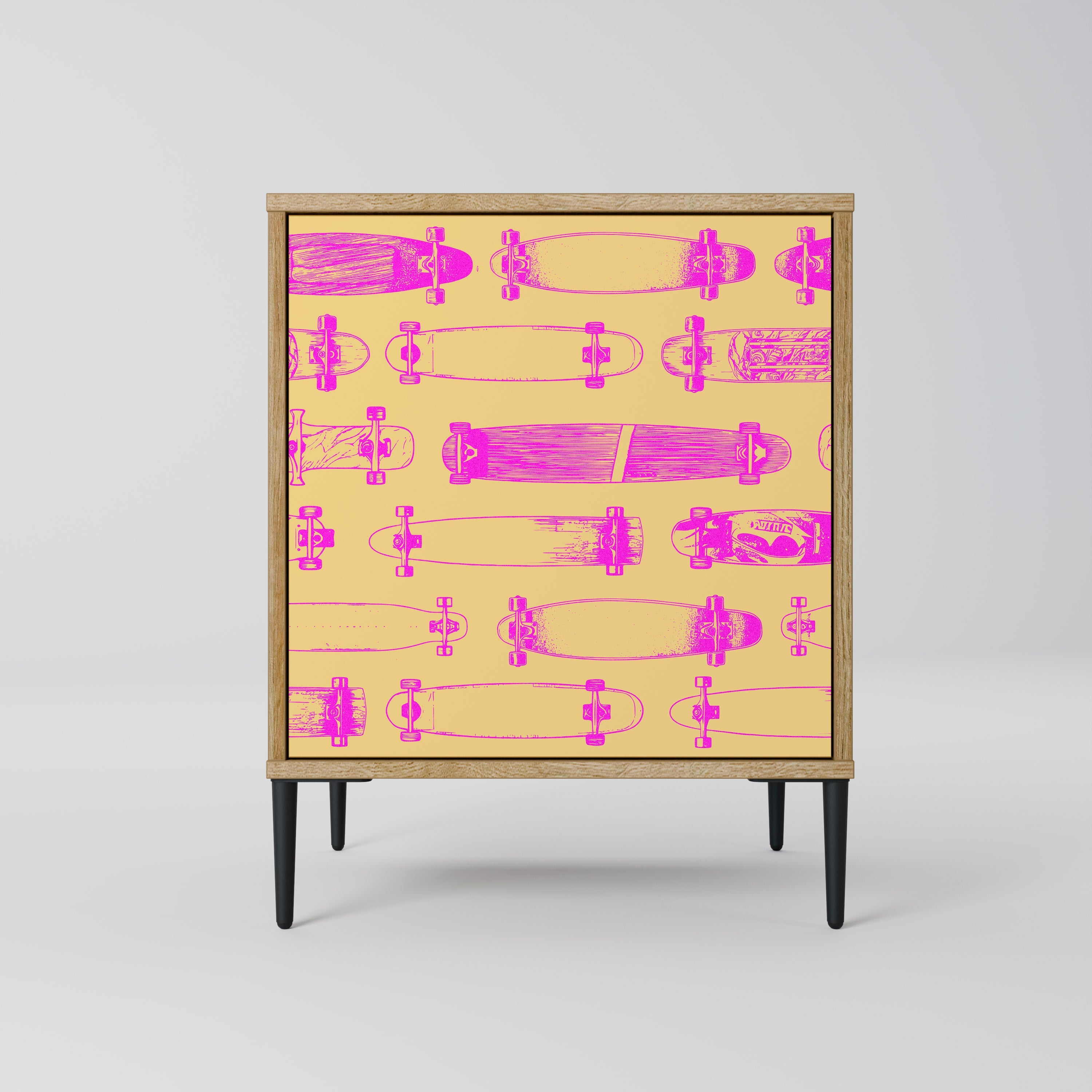 SKATEBOARD ARTISTRY Aparador de 1 Porta em Efeito Carvalho