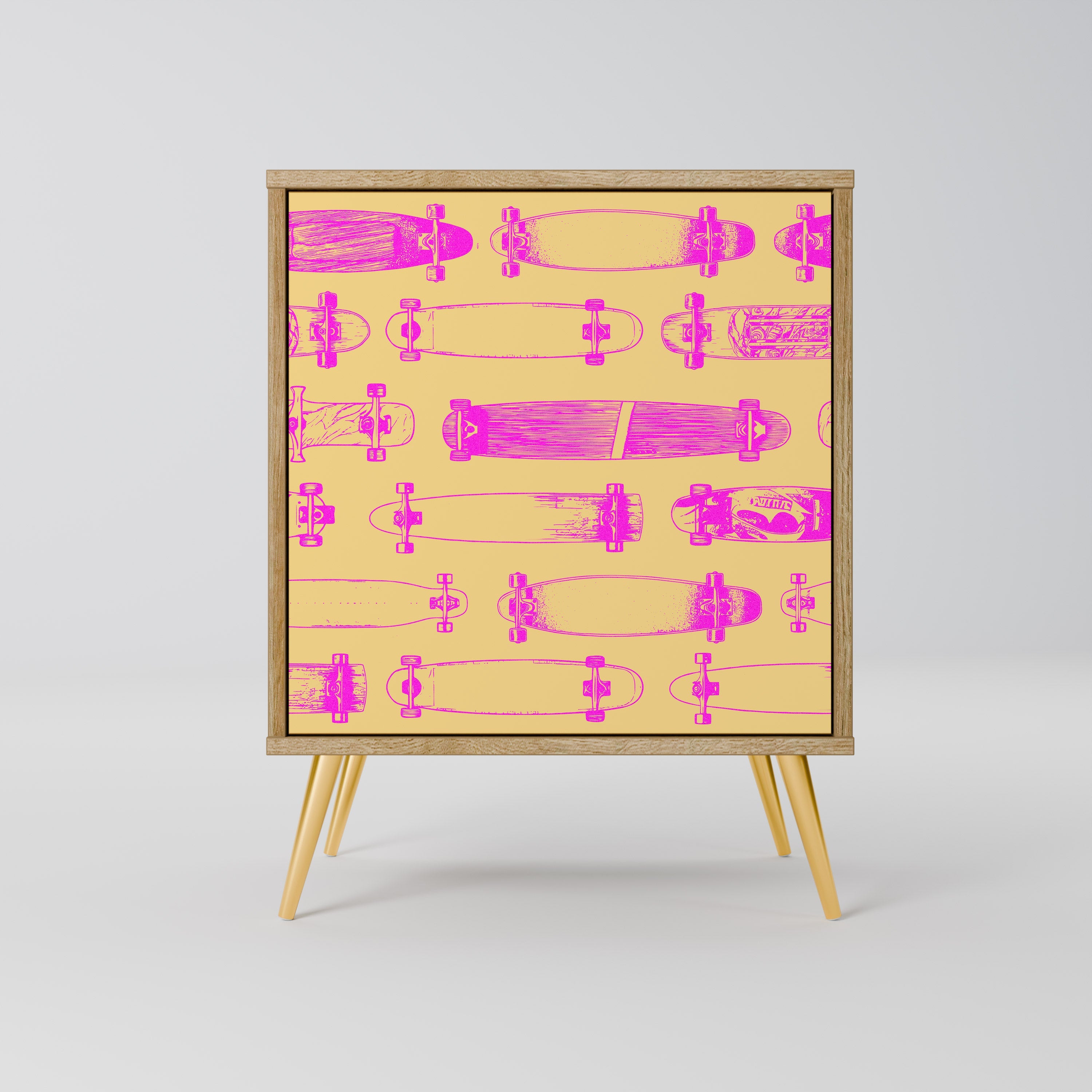 SKATEBOARD ARTISTRY Aparador de 1 Porta em Efeito Carvalho