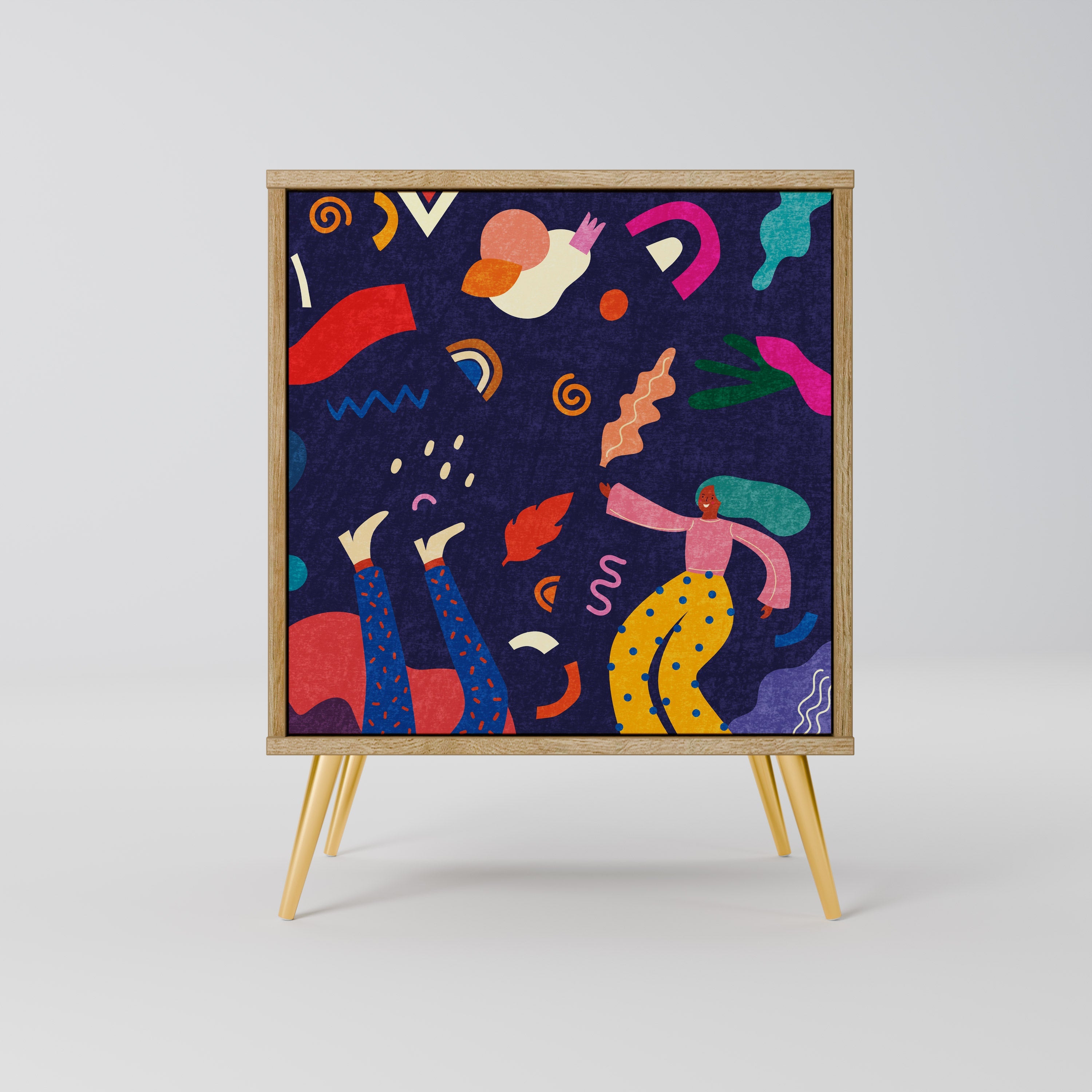 FESTIVE PLEASURES Aparador de 1 Porta em Efeito Carvalho