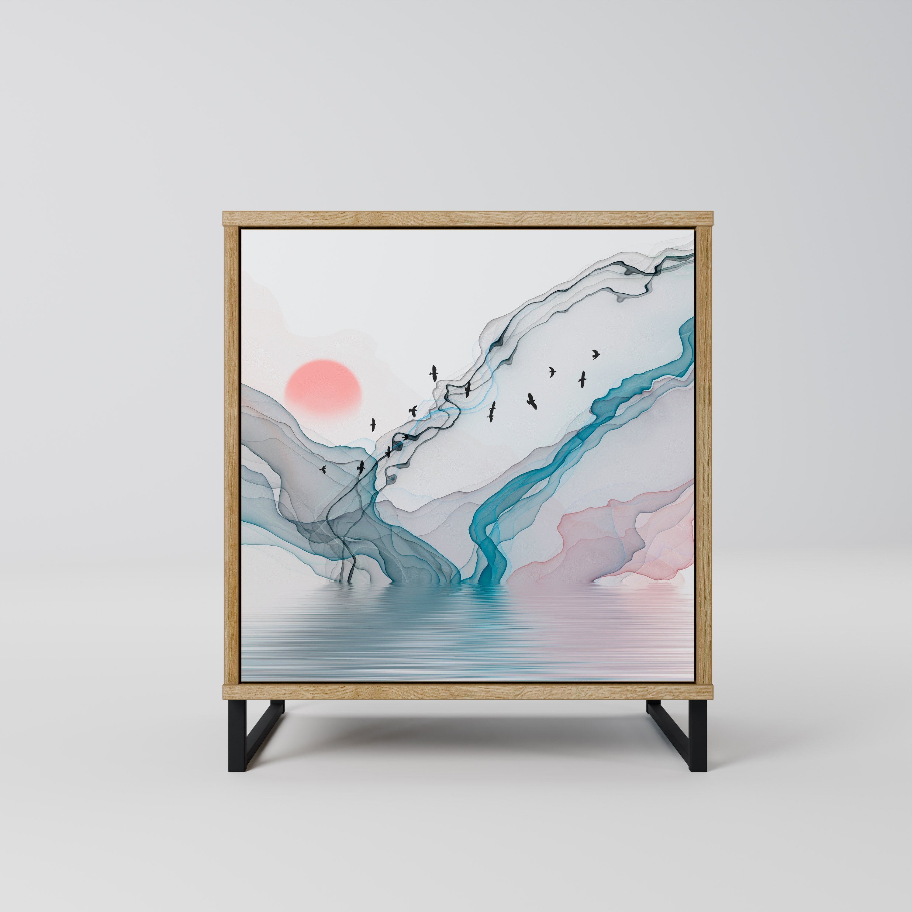 VELVET CROSSING Aparador de 1 Porta em Efeito Carvalho