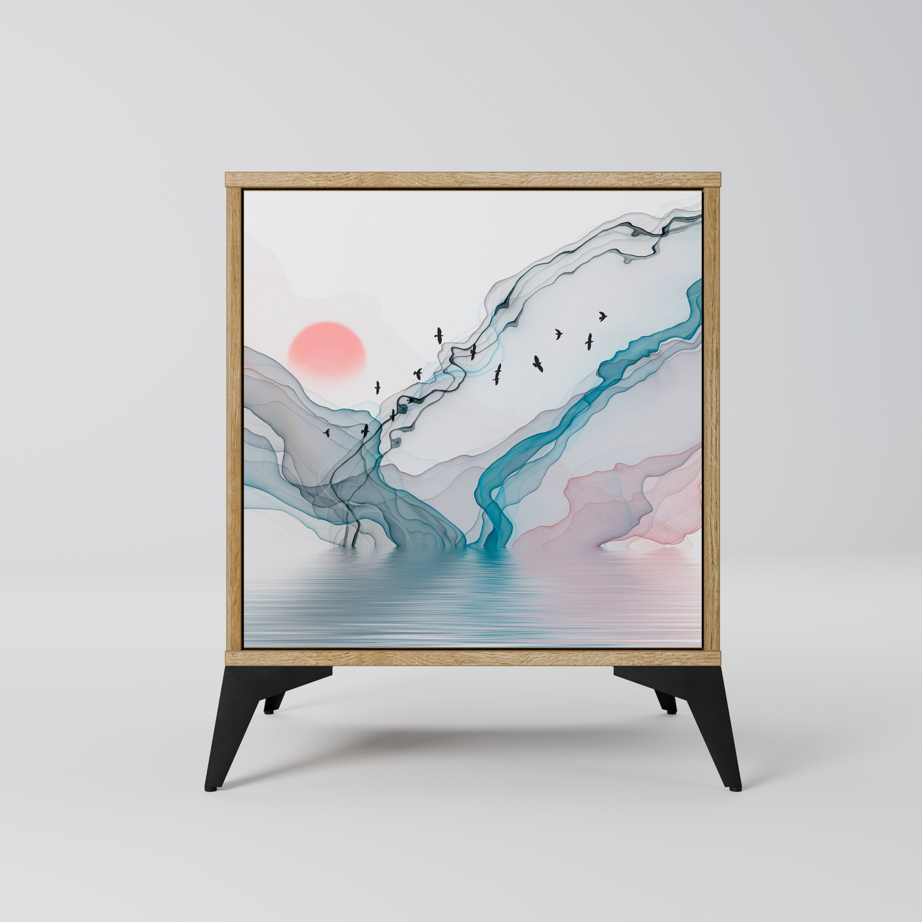 VELVET CROSSING Aparador de 1 Porta em Efeito Carvalho