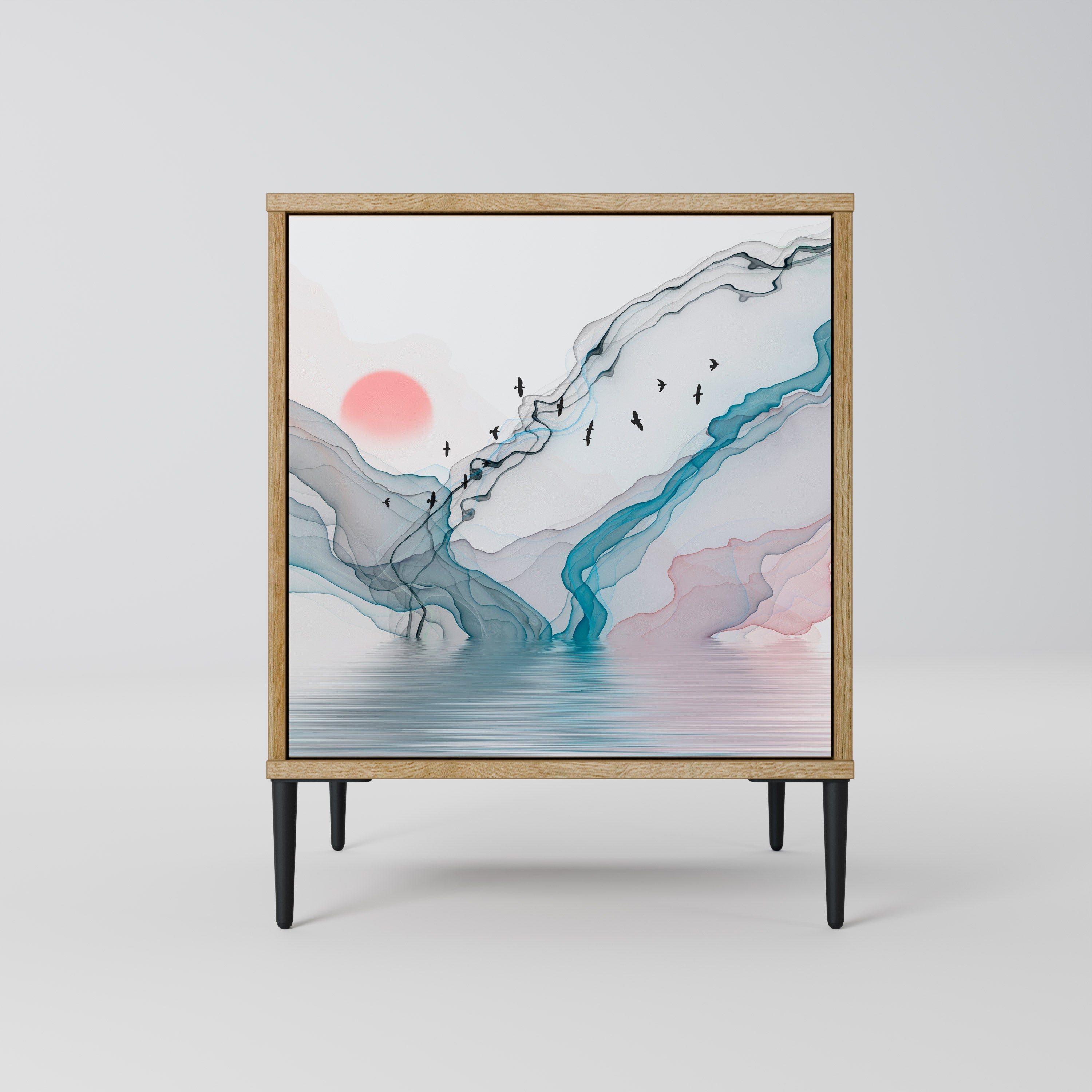 VELVET CROSSING Aparador de 1 Porta em Efeito Carvalho