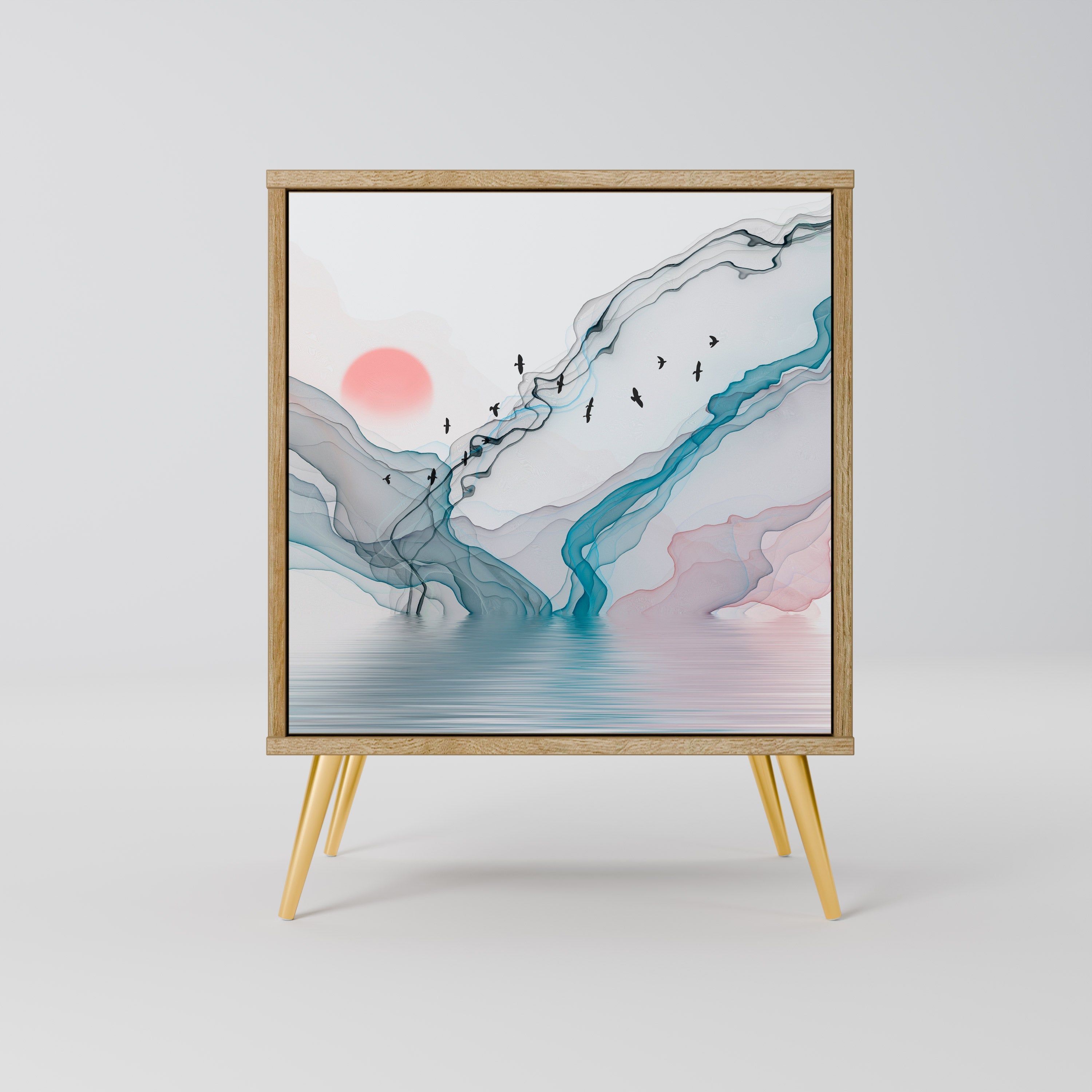 VELVET CROSSING Aparador de 1 Porta em Efeito Carvalho