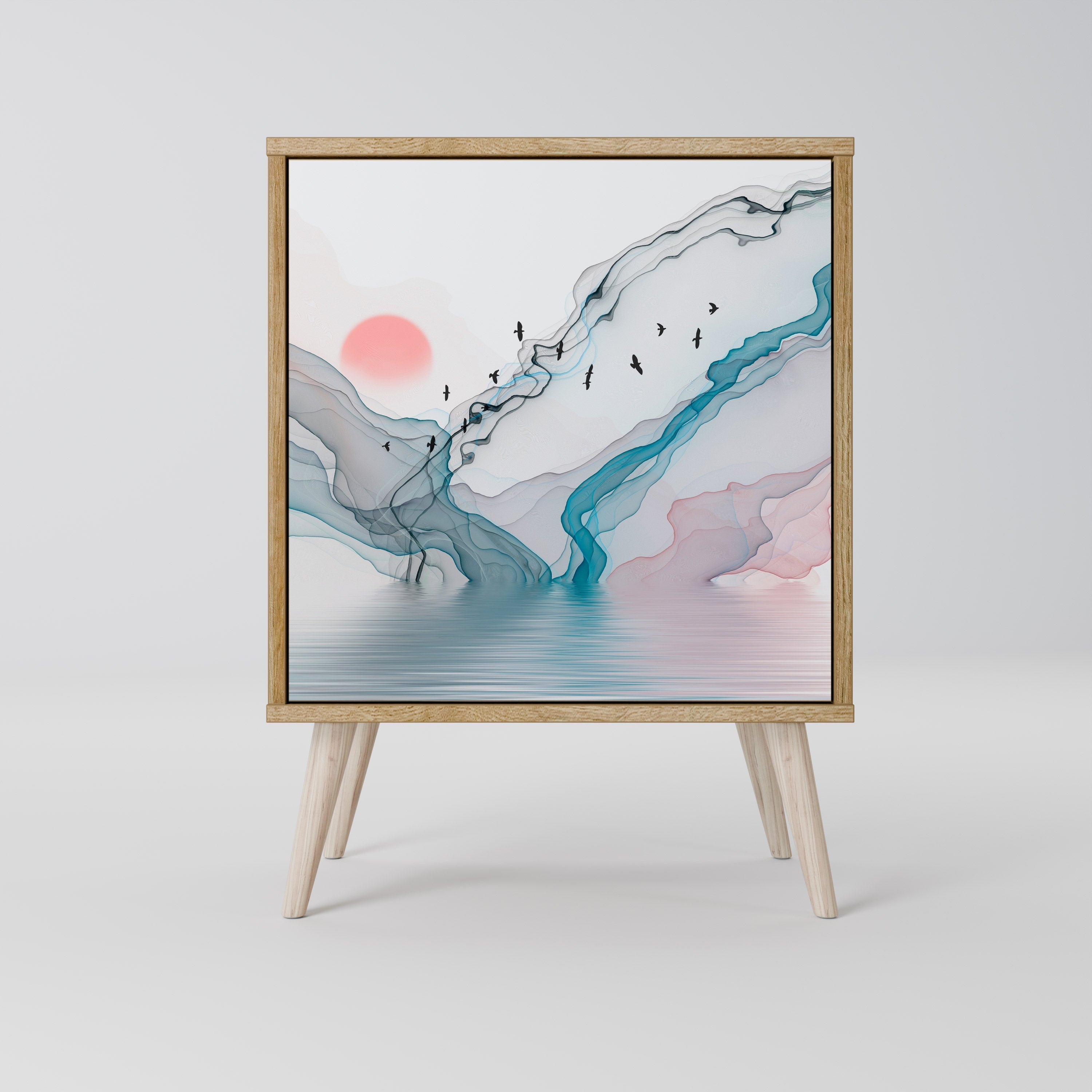 VELVET CROSSING Aparador de 1 Porta em Efeito Carvalho