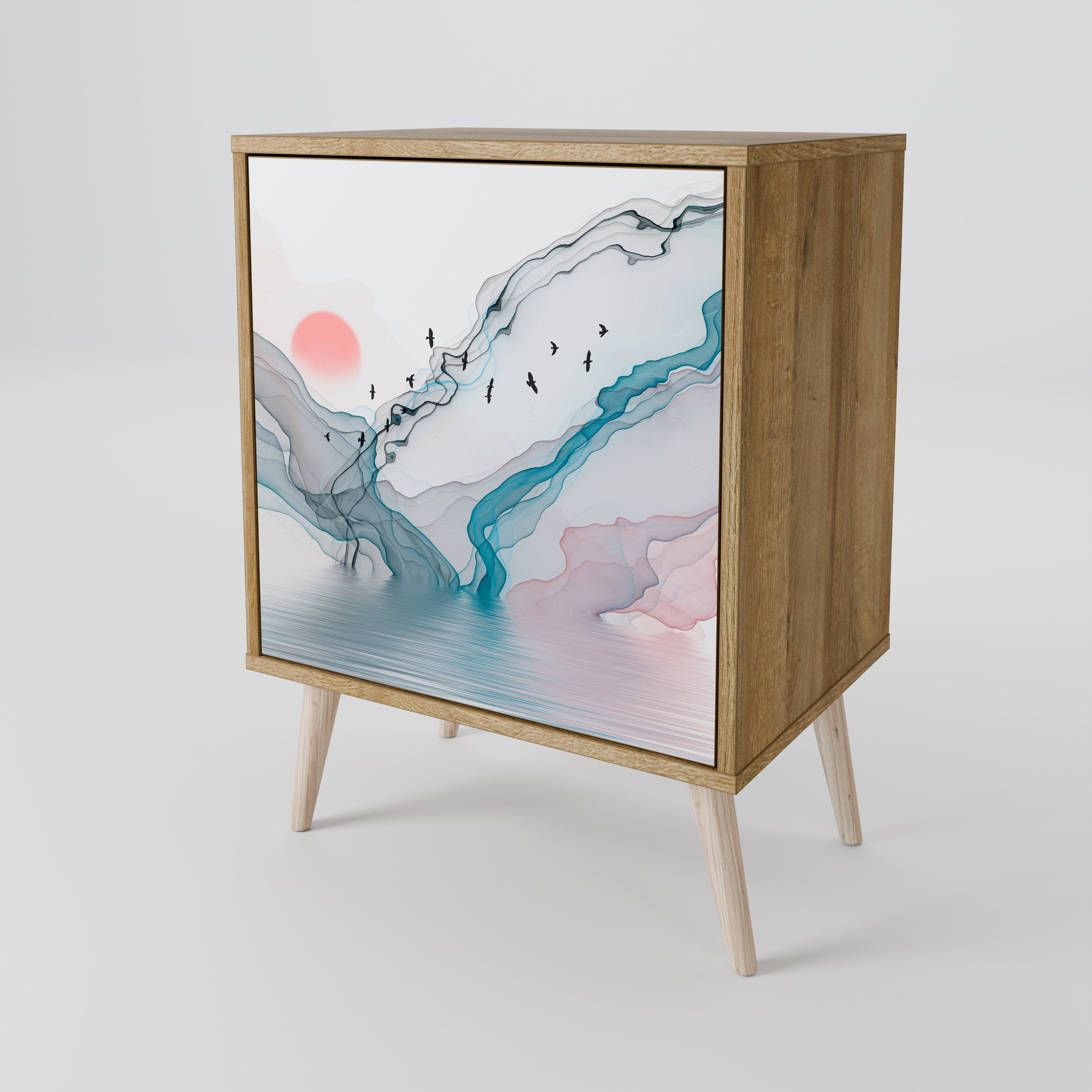 VELVET CROSSING Aparador de 1 Porta em Efeito Carvalho