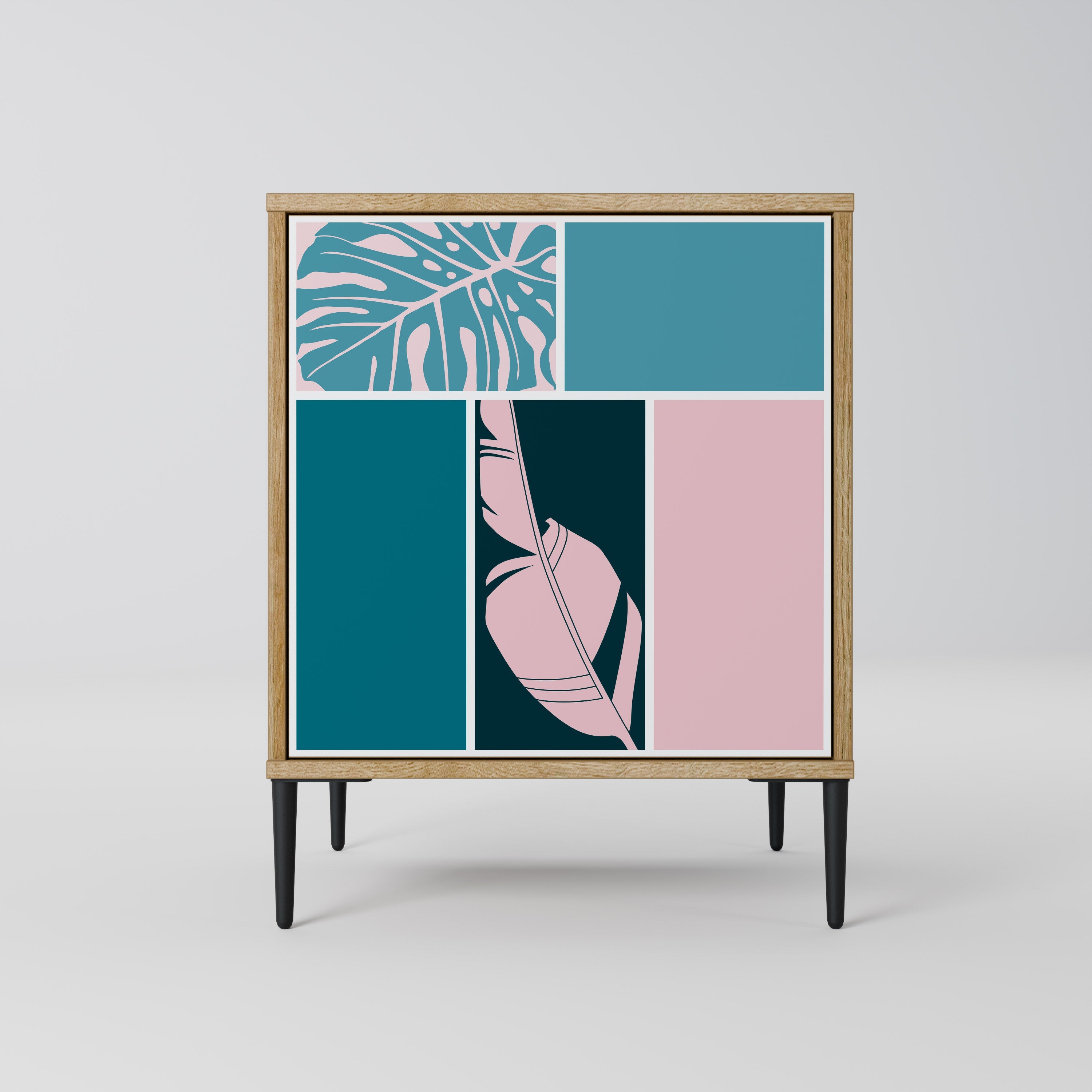 COMBINATION OF SHAPES Aparador de 1 Porta em Efeito Carvalho