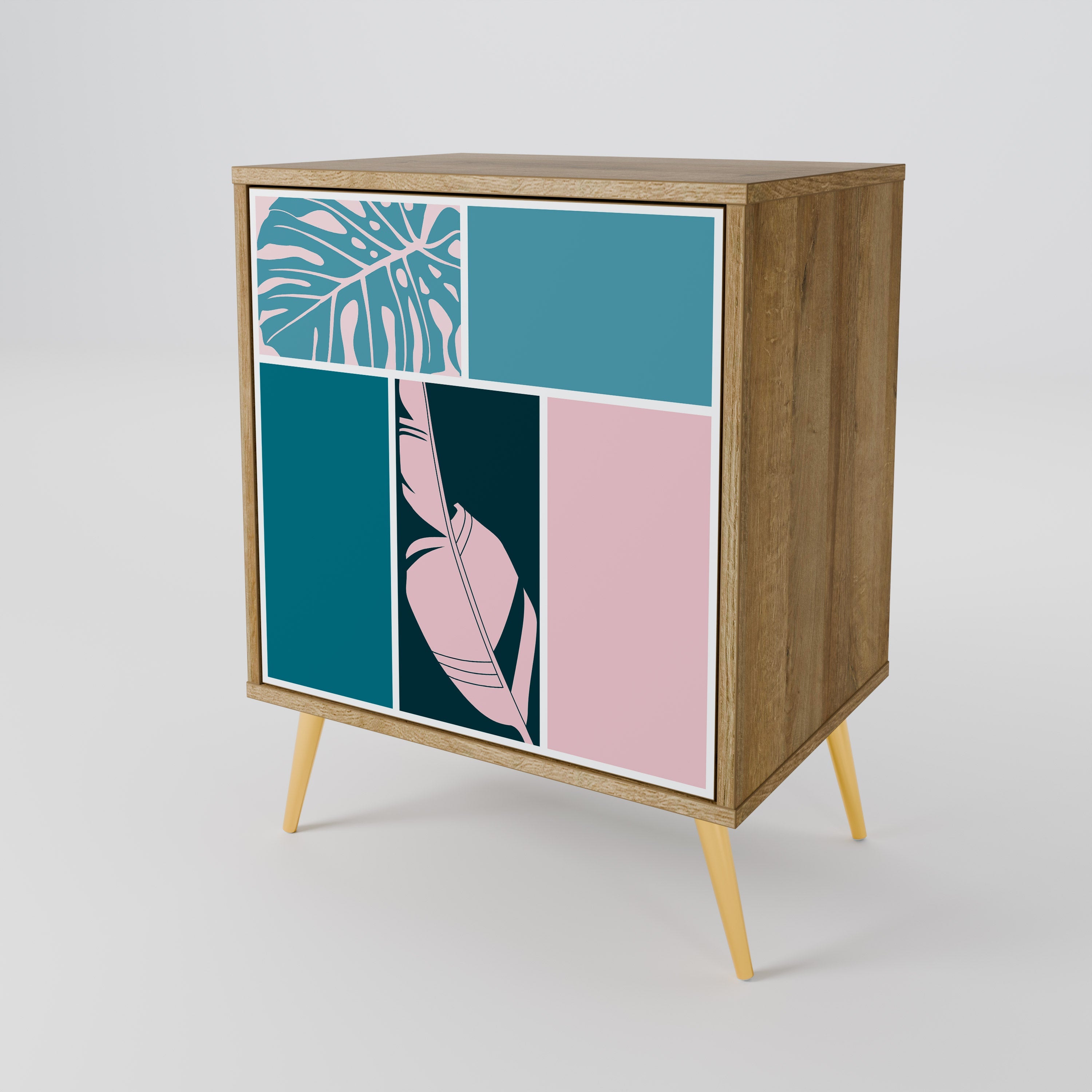 COMBINATION OF SHAPES Aparador de 1 Porta em Efeito Carvalho