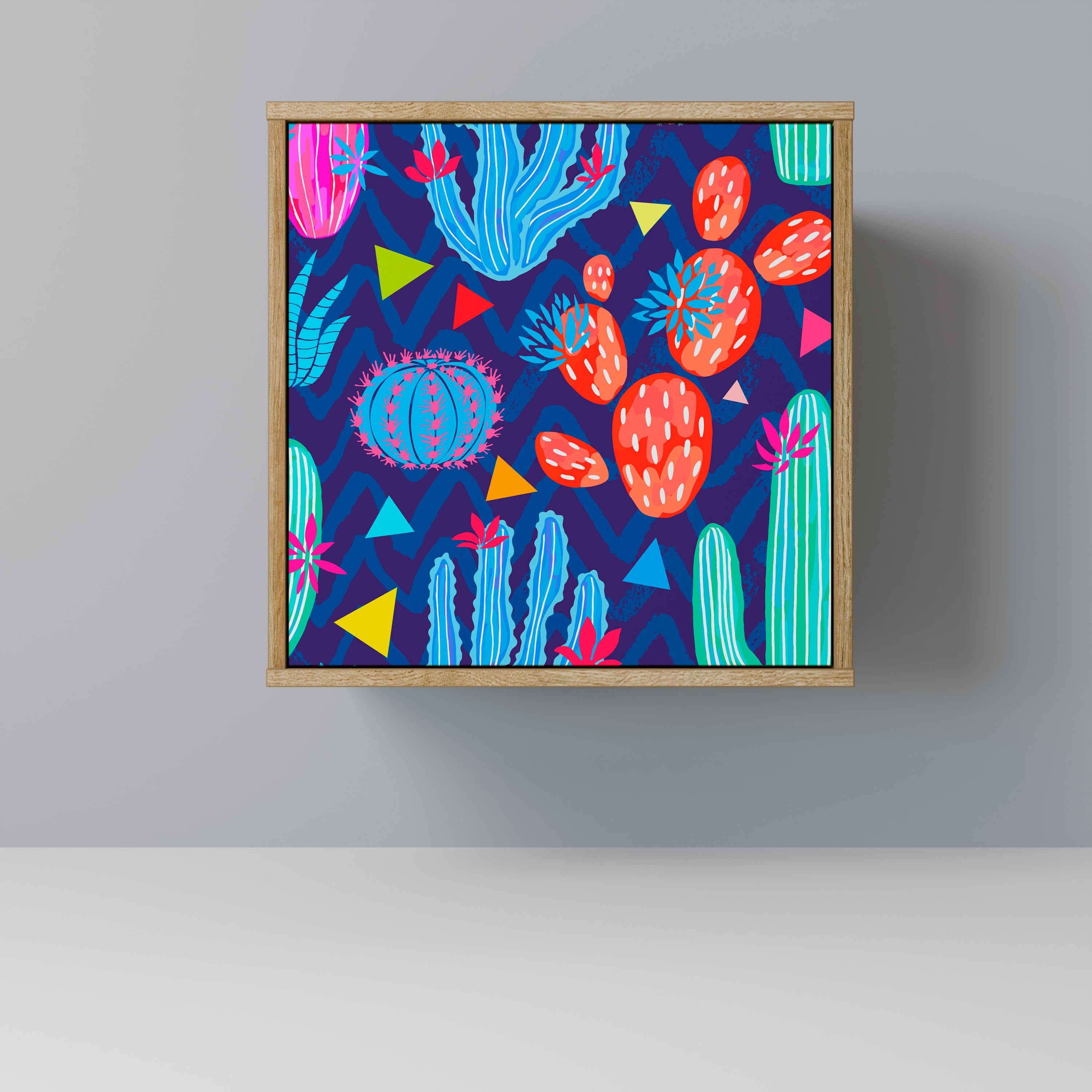 CACTUS VIBES Aparador de 1 Porta em Efeito Carvalho