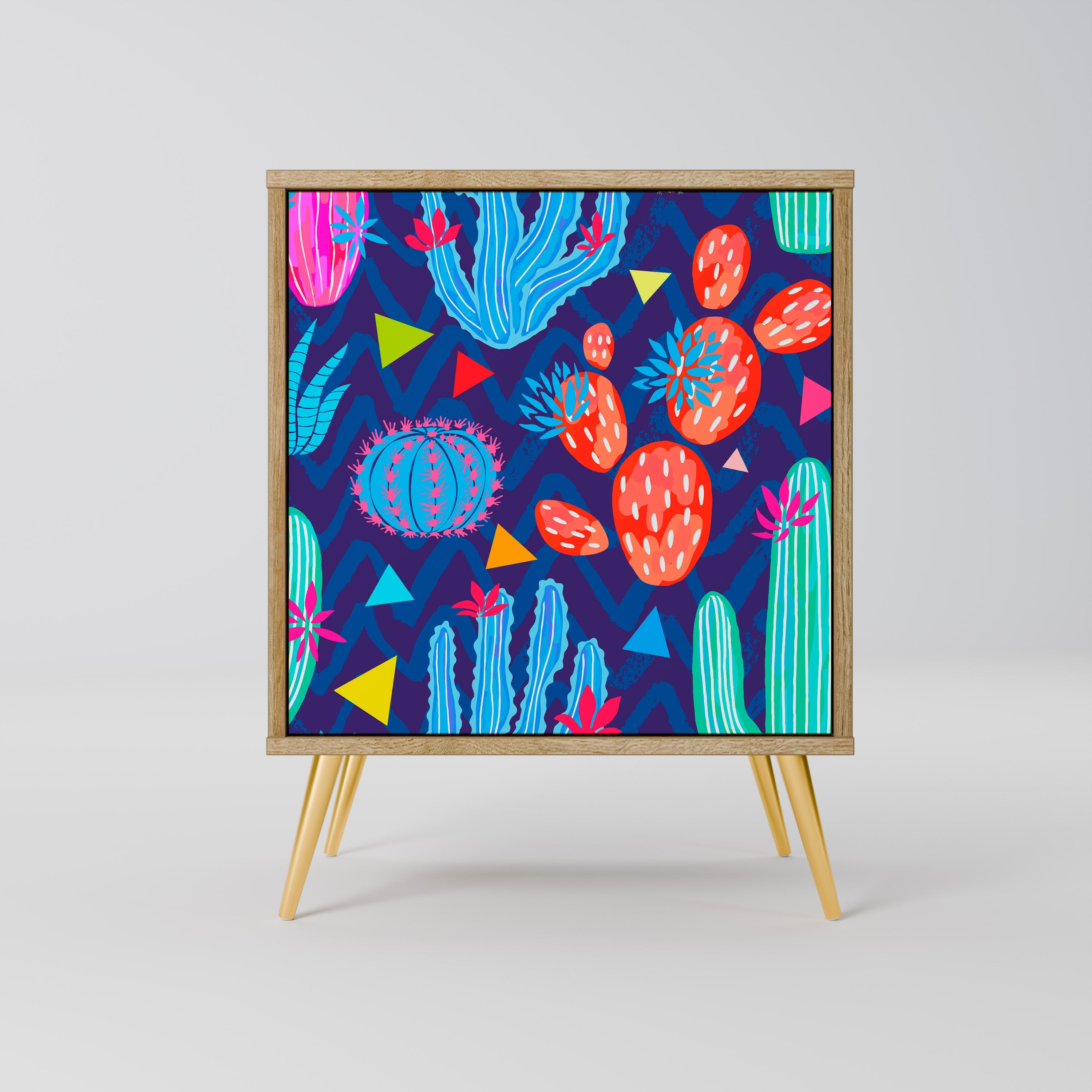 CACTUS VIBES Aparador de 1 Porta em Efeito Carvalho