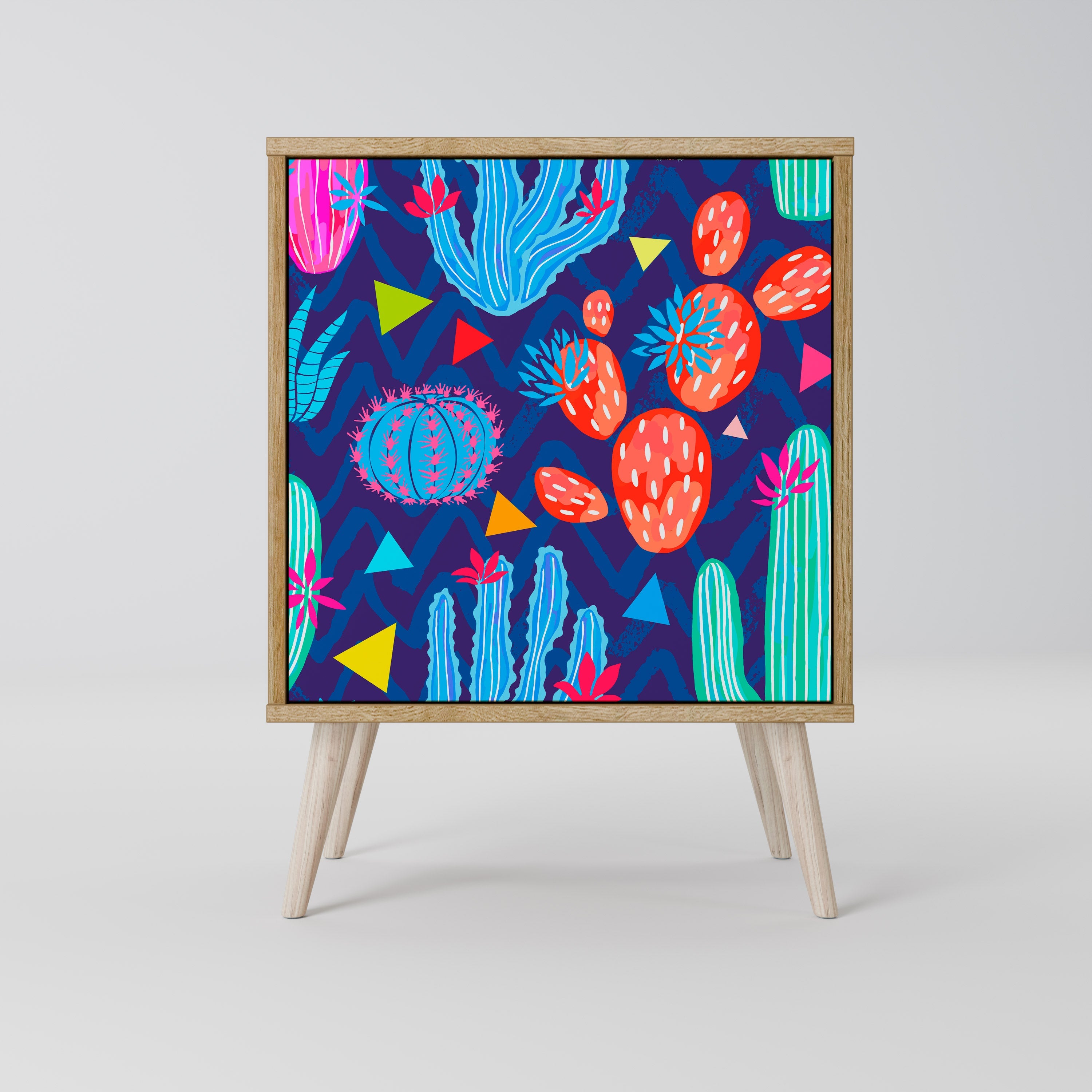 CACTUS VIBES Aparador de 1 Porta em Efeito Carvalho