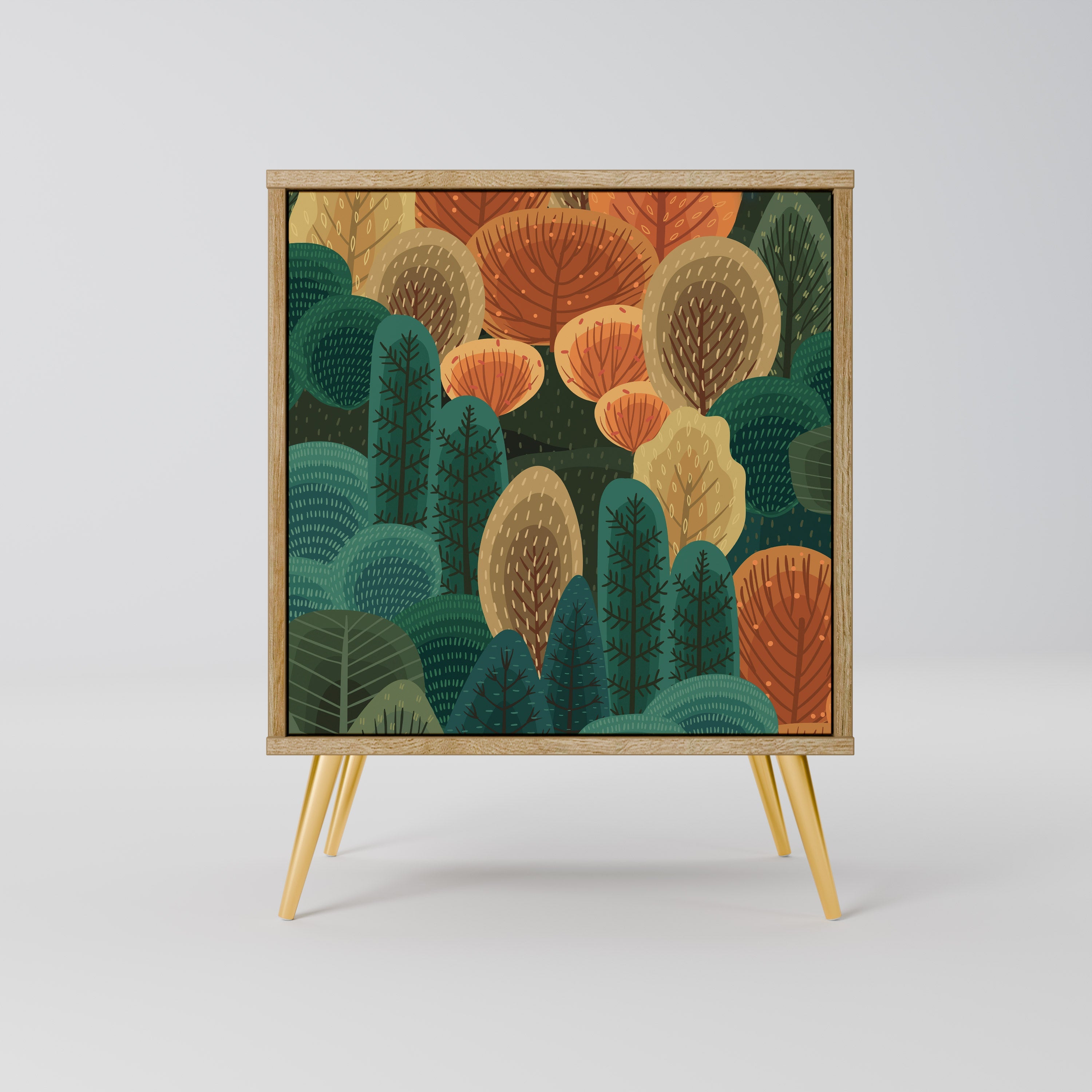 AUTUMN KALEIDOSCOPE Aparador de 1 Porta em Efeito Carvalho