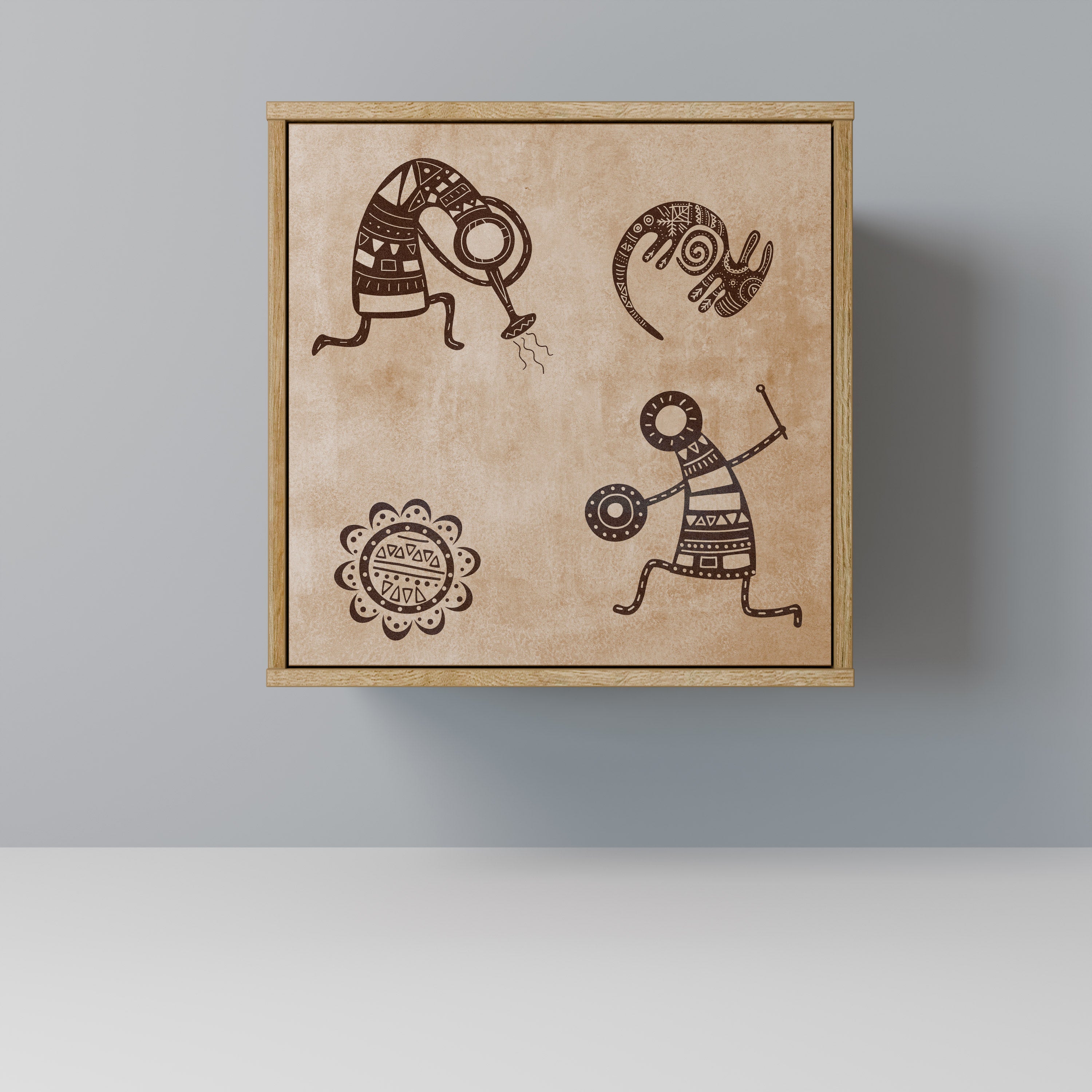 AFRICAN STYLE Aparador de 1 Porta em Efeito Carvalho