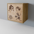 AFRICAN STYLE Aparador de 1 Porta em Efeito Carvalho