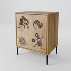 AFRICAN STYLE Aparador de 1 Porta em Efeito Carvalho