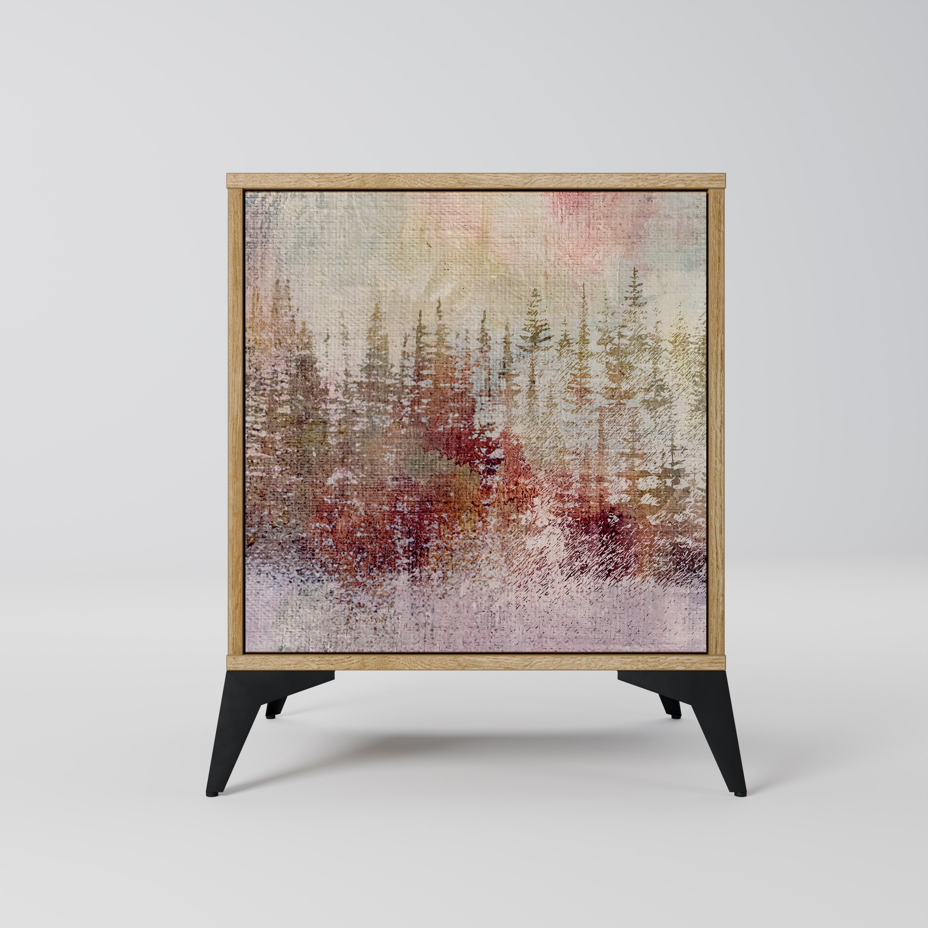 VEILED SUMMIT Aparador de 1 Porta em Efeito Carvalho