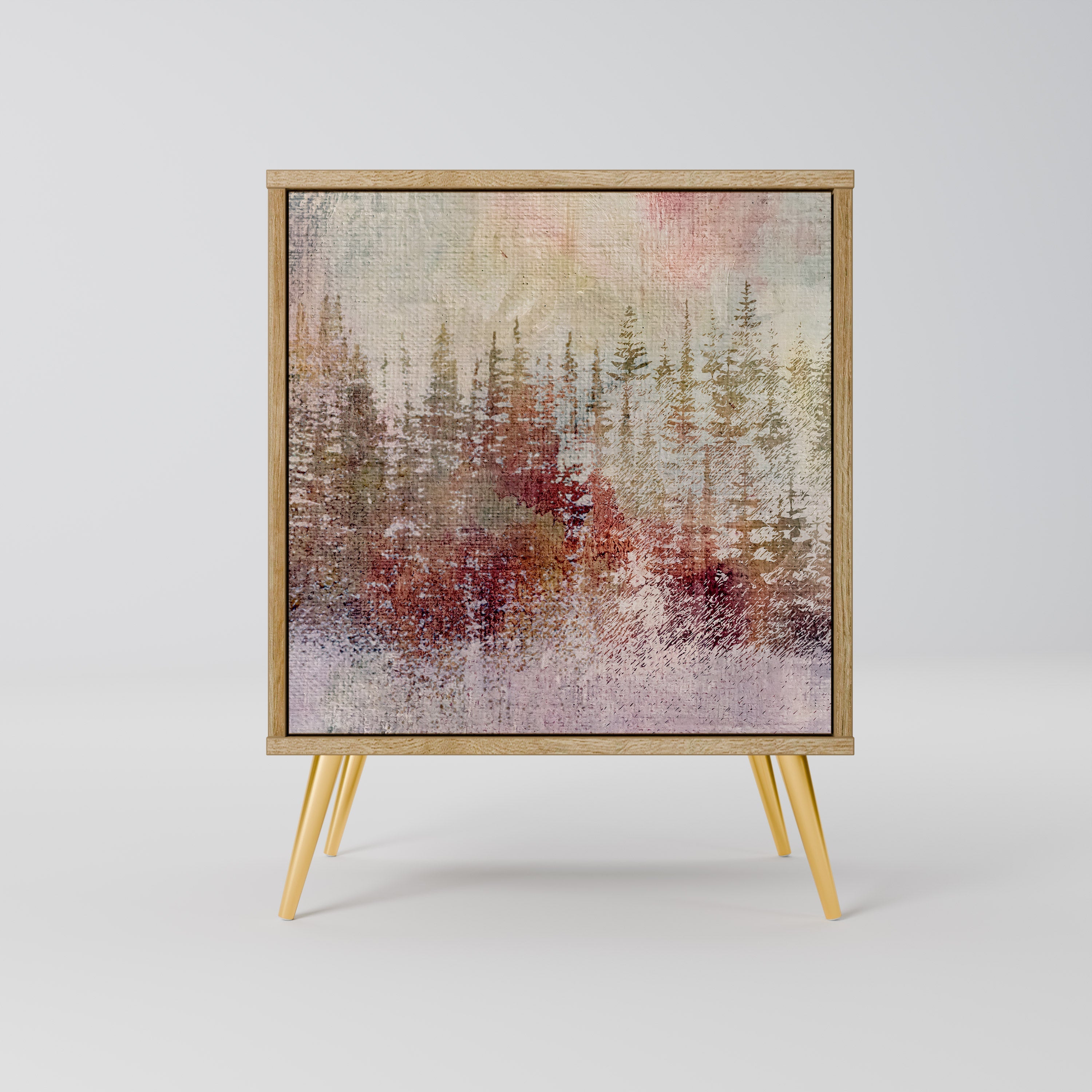 VEILED SUMMIT Aparador de 1 Porta em Efeito Carvalho