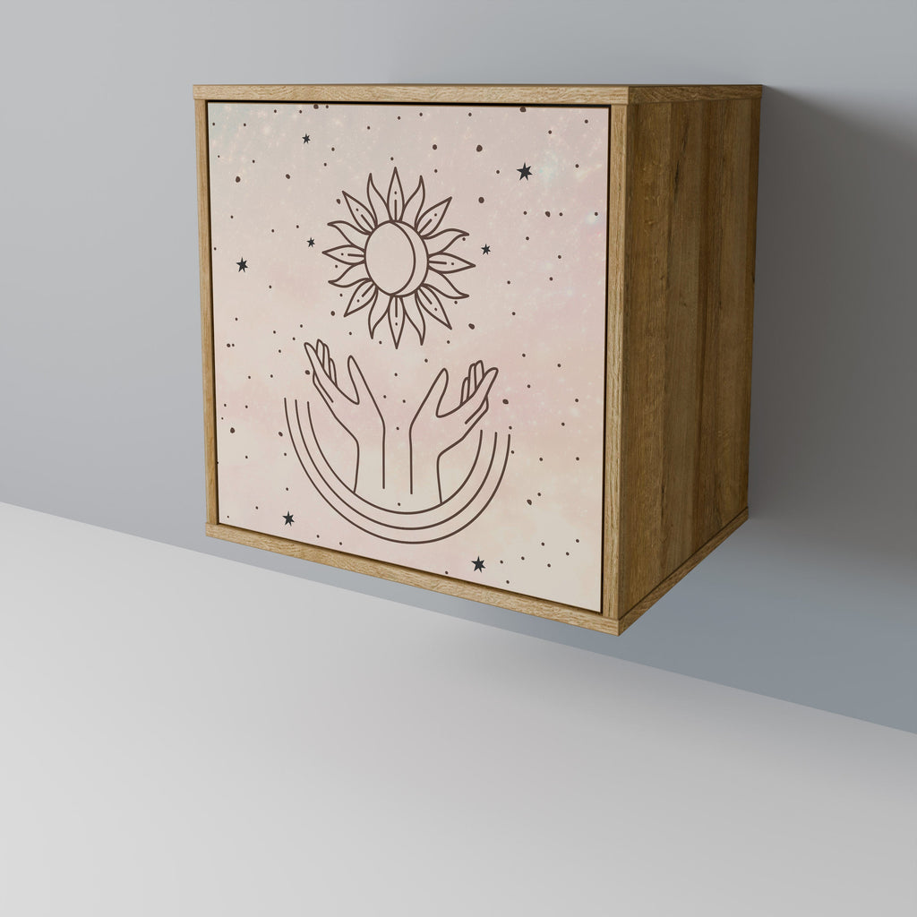 DELICATE BEAUTY Aparador de 1 Porta em Efeito Carvalho