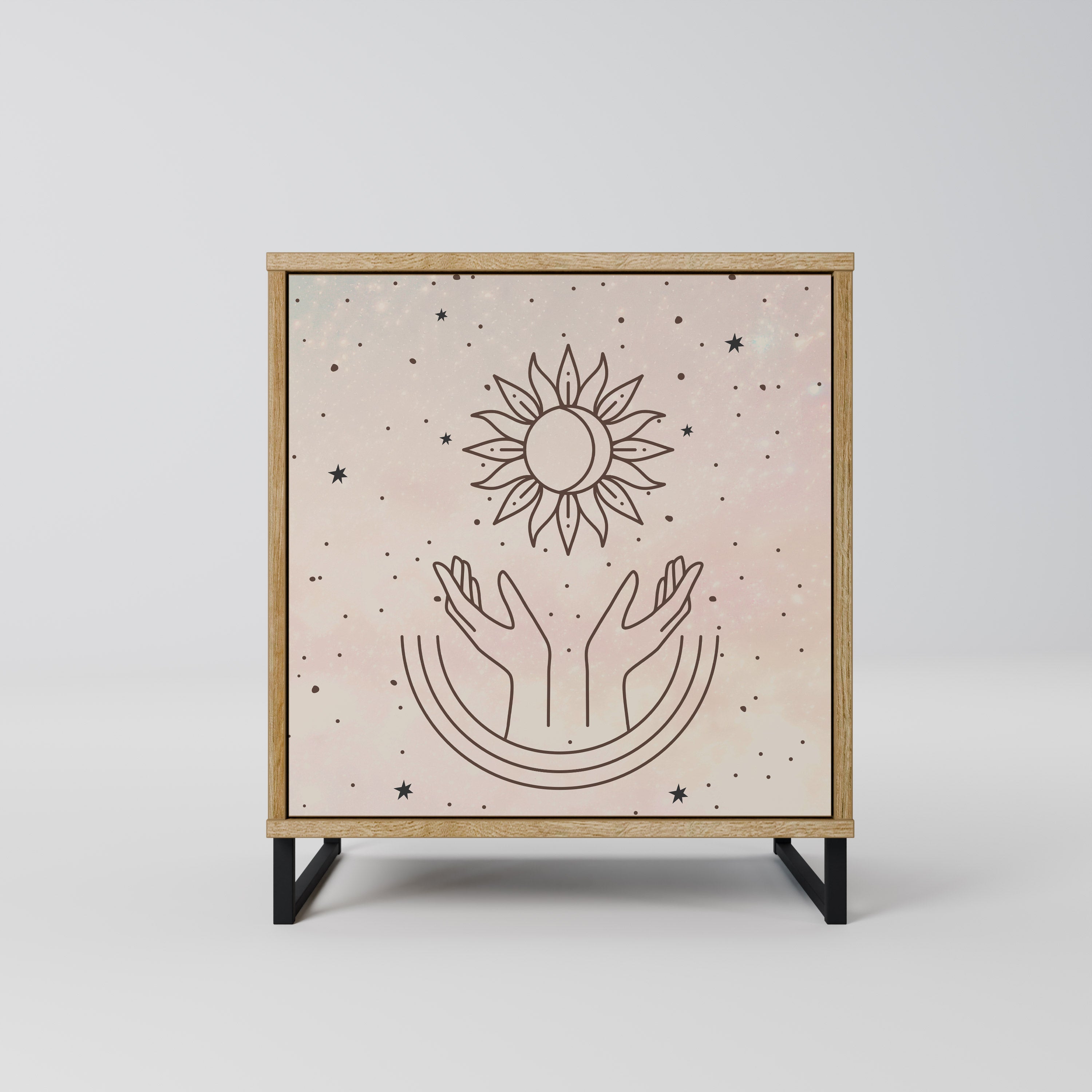 DELICATE BEAUTY Aparador de 1 Porta em Efeito Carvalho