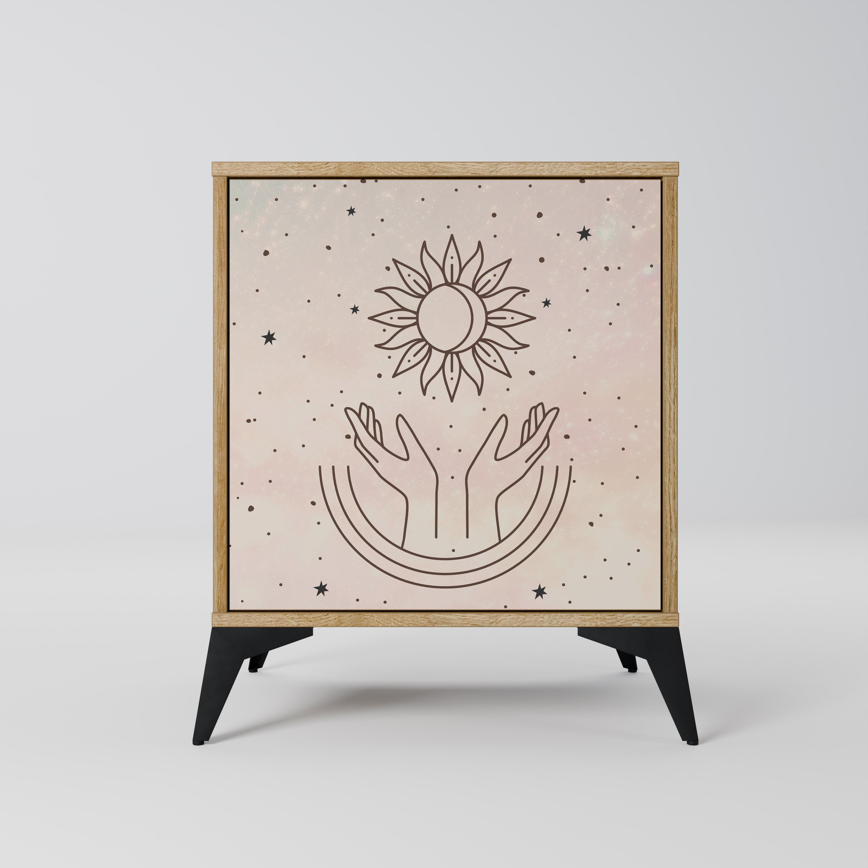 DELICATE BEAUTY Aparador de 1 Porta em Efeito Carvalho