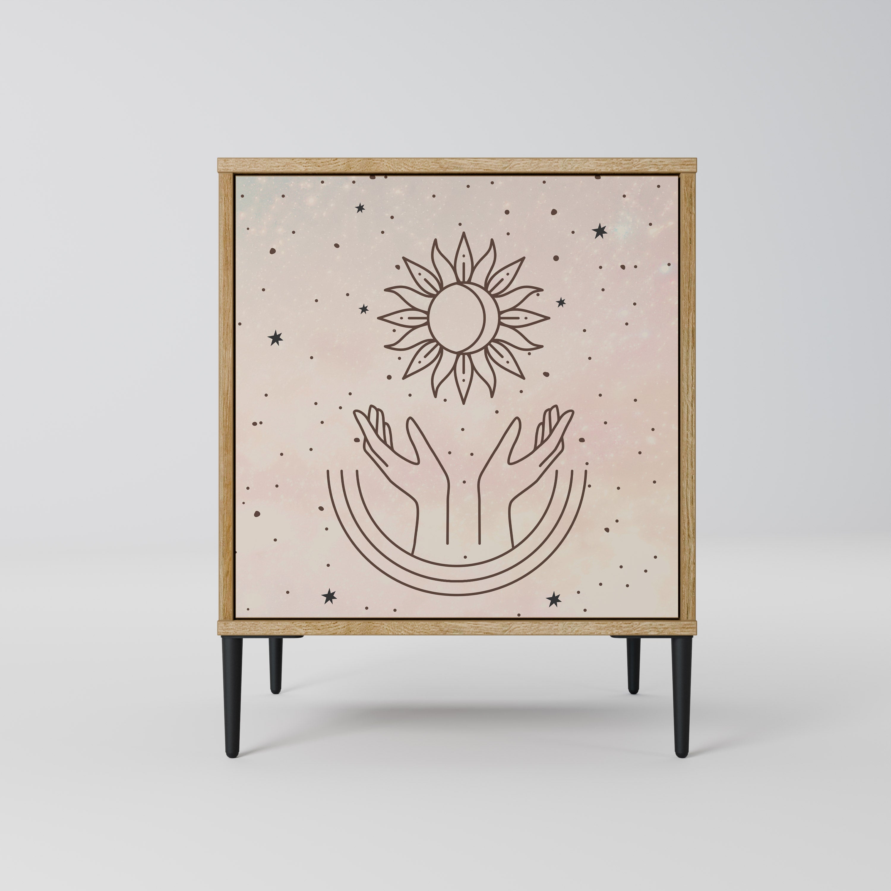 DELICATE BEAUTY Aparador de 1 Porta em Efeito Carvalho