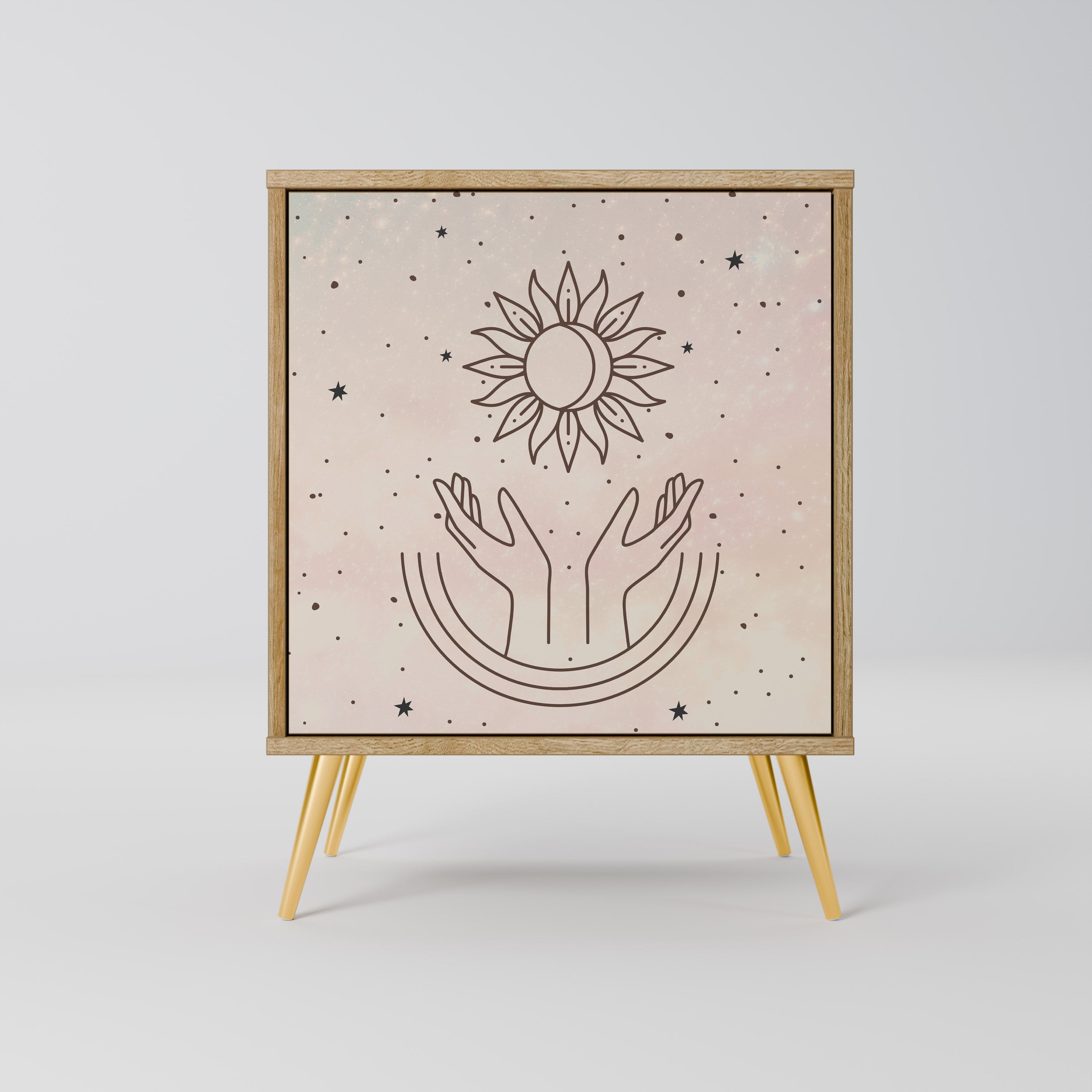 DELICATE BEAUTY Aparador de 1 Porta em Efeito Carvalho