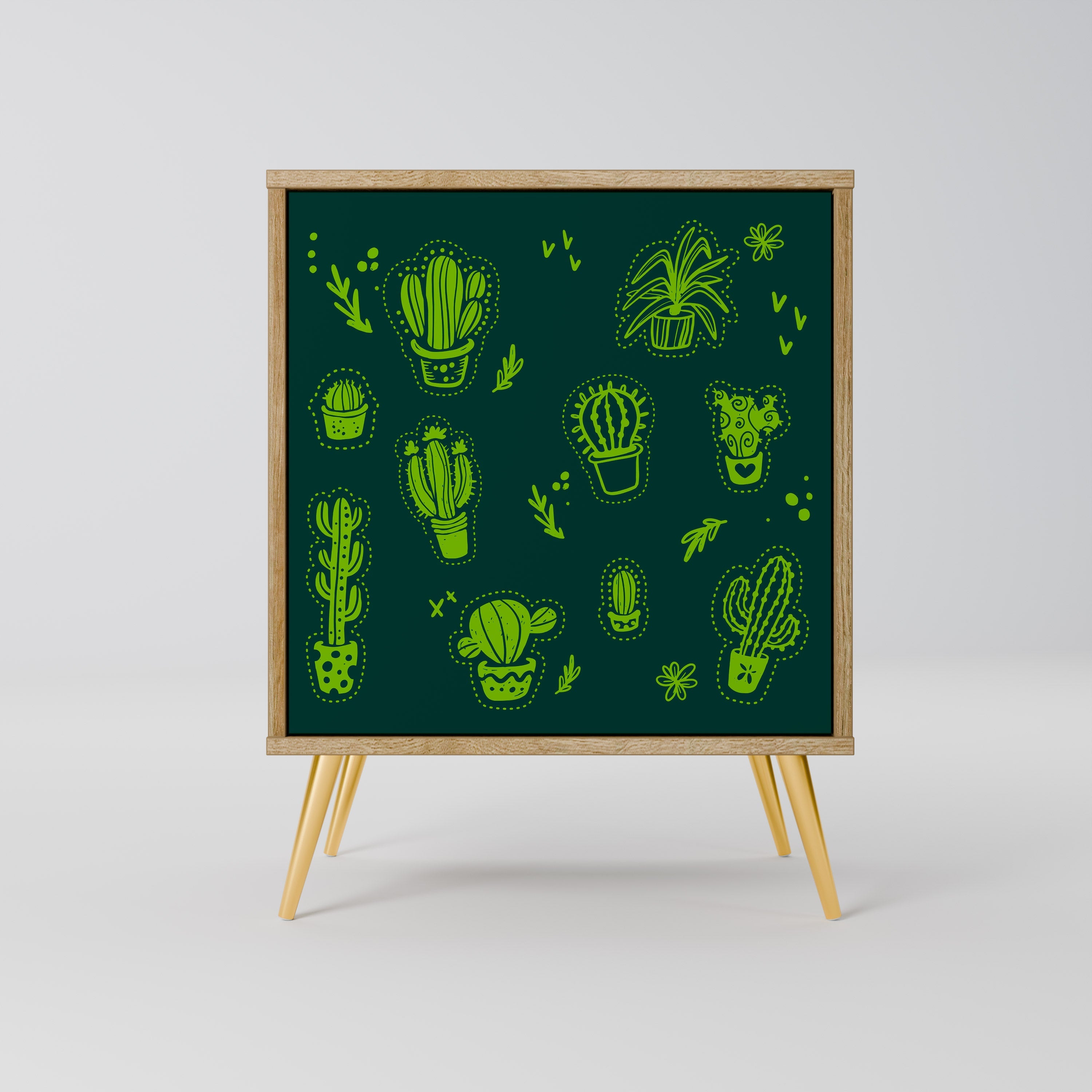 DESERT GREEN Aparador de 1 Porta em Efeito Carvalho