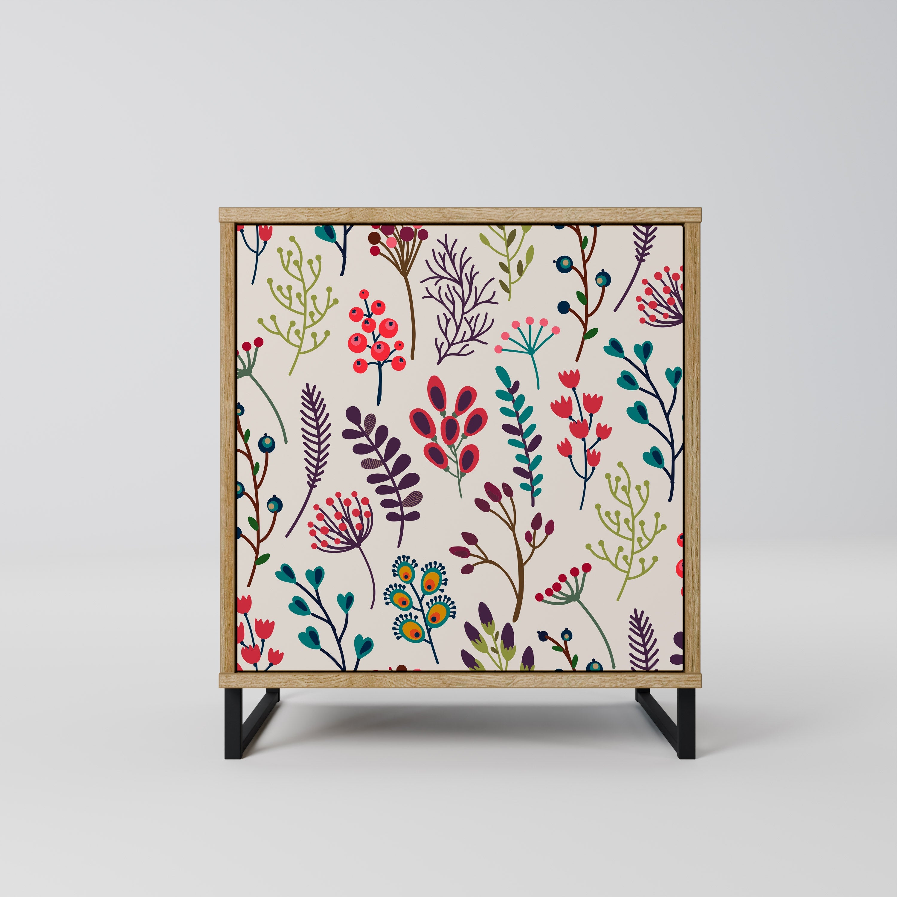 AUTUMN SUNDRIES Aparador de 1 Porta em Efeito Carvalho