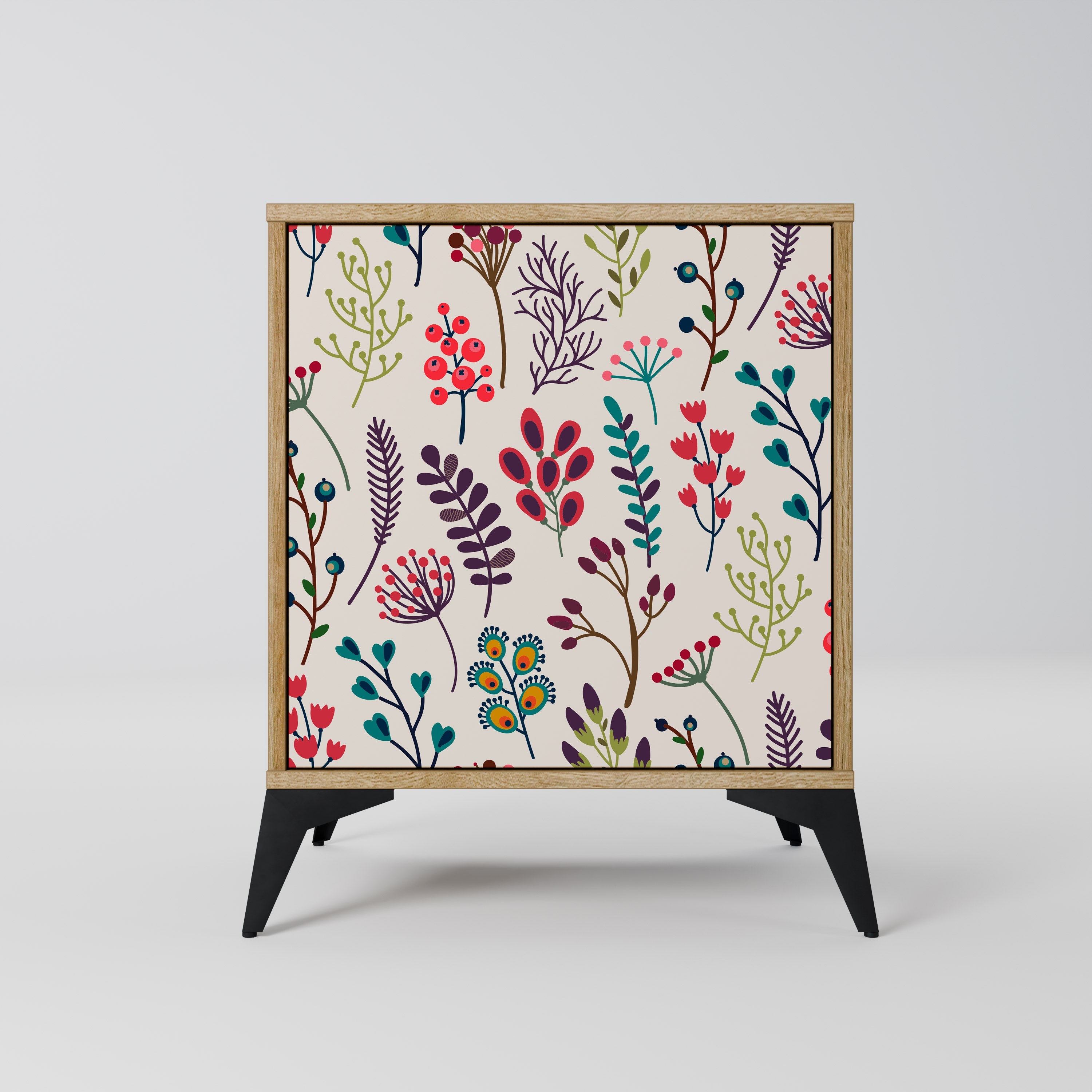 AUTUMN SUNDRIES Aparador de 1 Porta em Efeito Carvalho