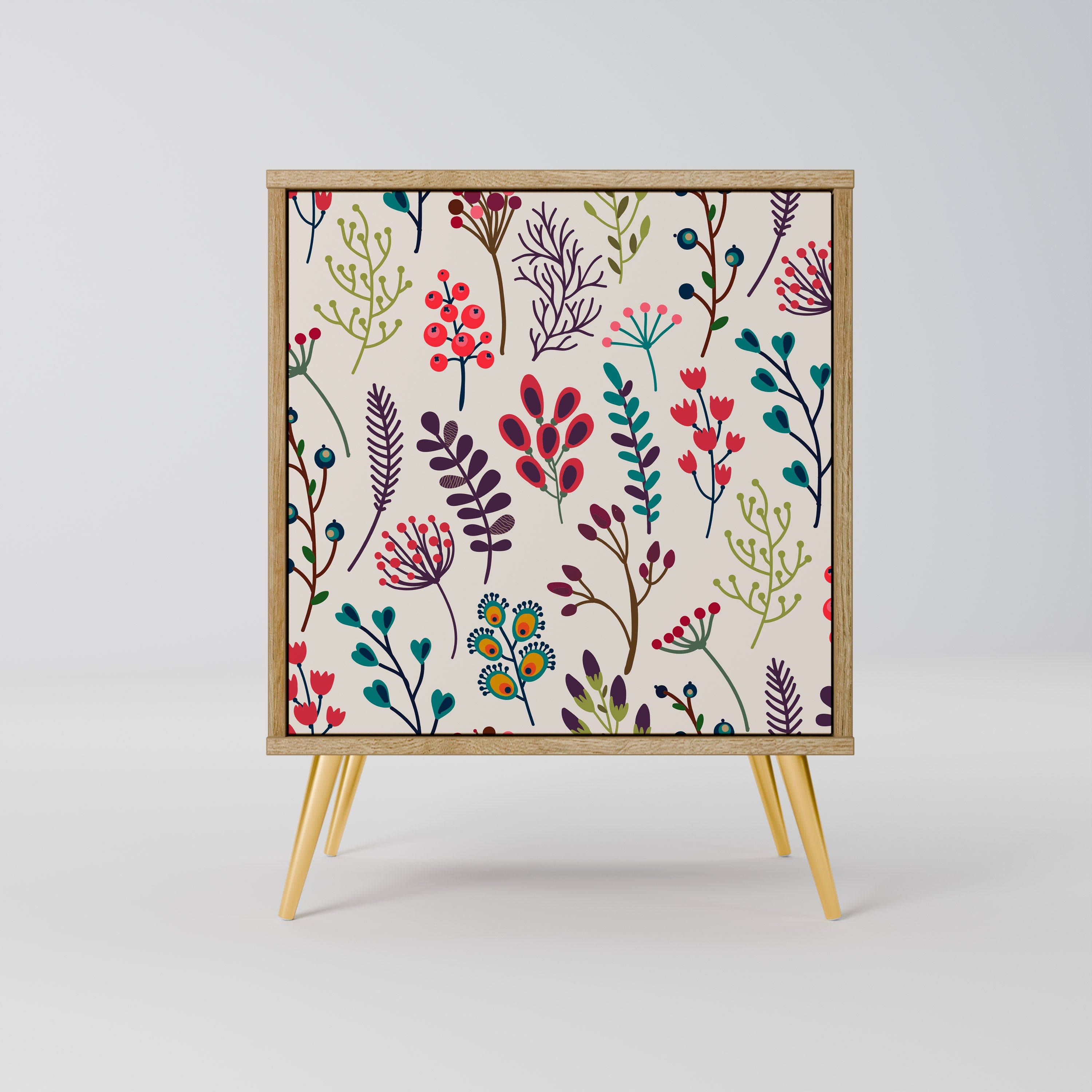 AUTUMN SUNDRIES Aparador de 1 Porta em Efeito Carvalho