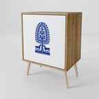 POLISH FOLK ART Aparador de 1 Porta em Efeito Carvalho