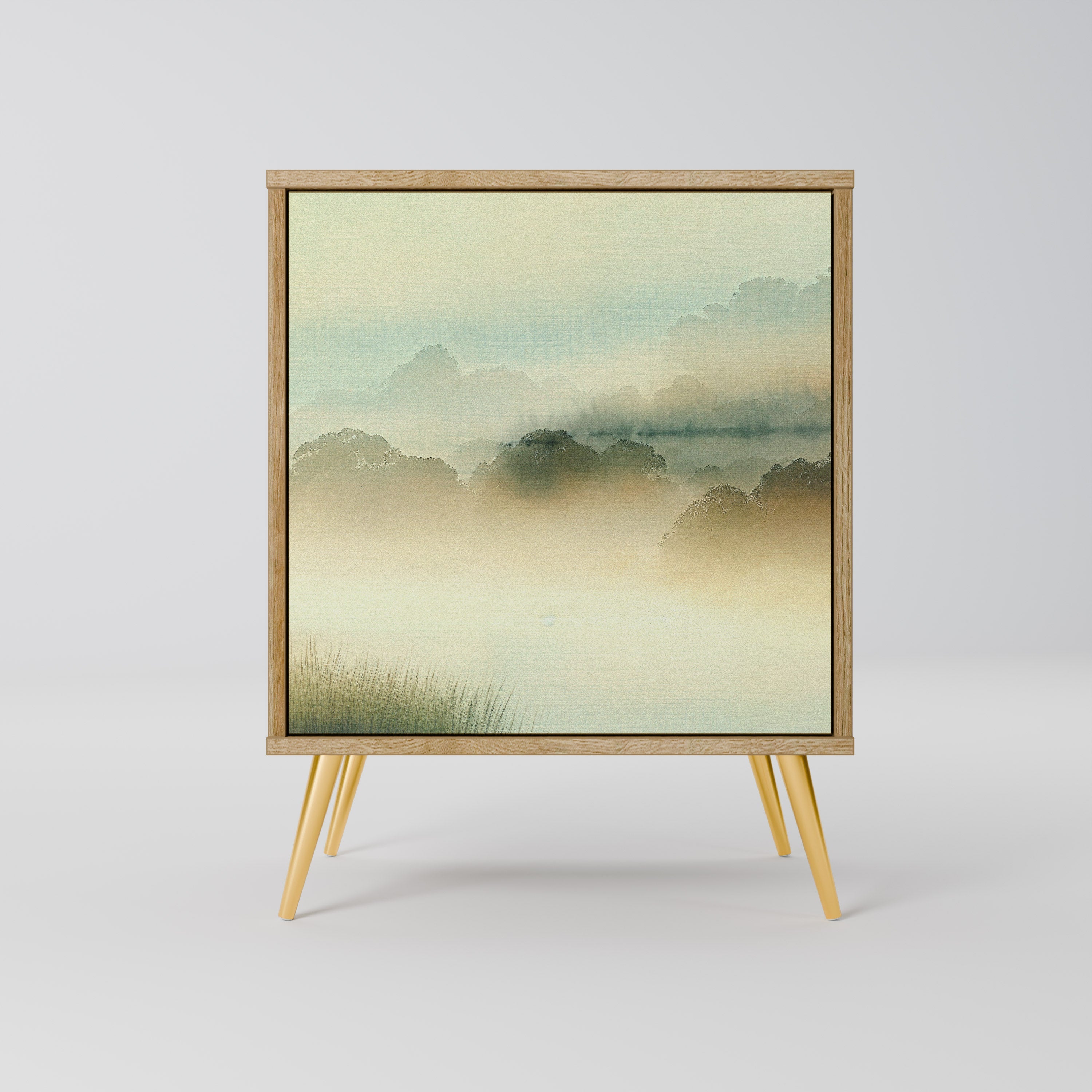 MORNING BY THE LAKE Aparador de 1 Porta em Efeito Carvalho
