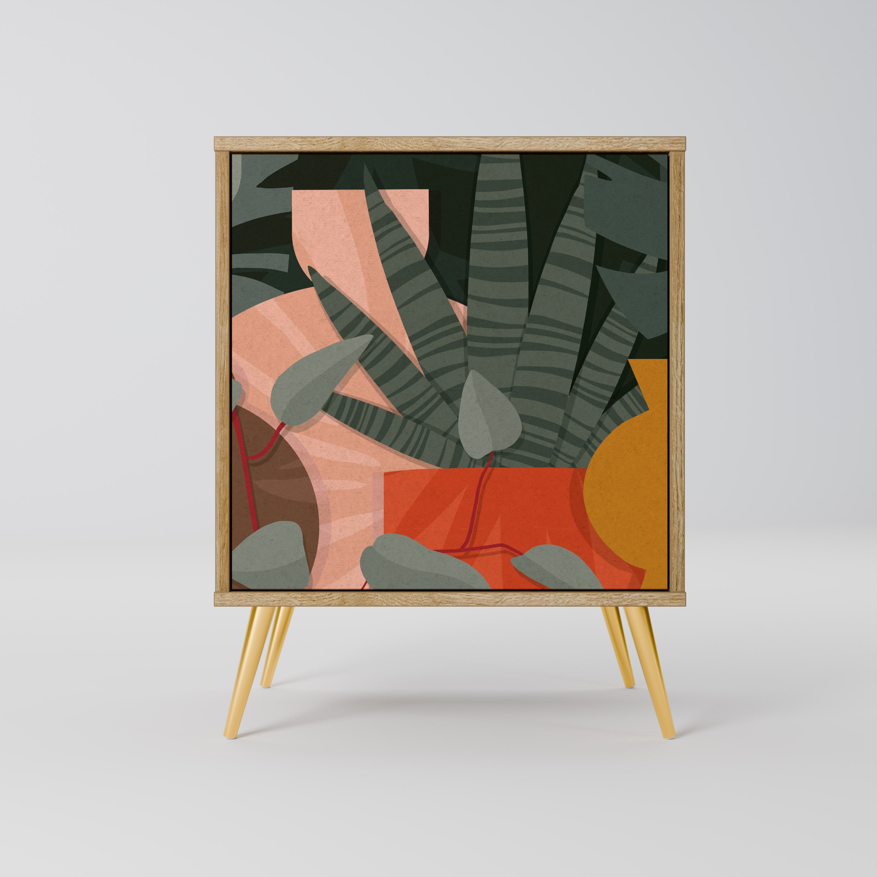 TROPICAL COMPOSITION Aparador de 1 Porta em Efeito Carvalho