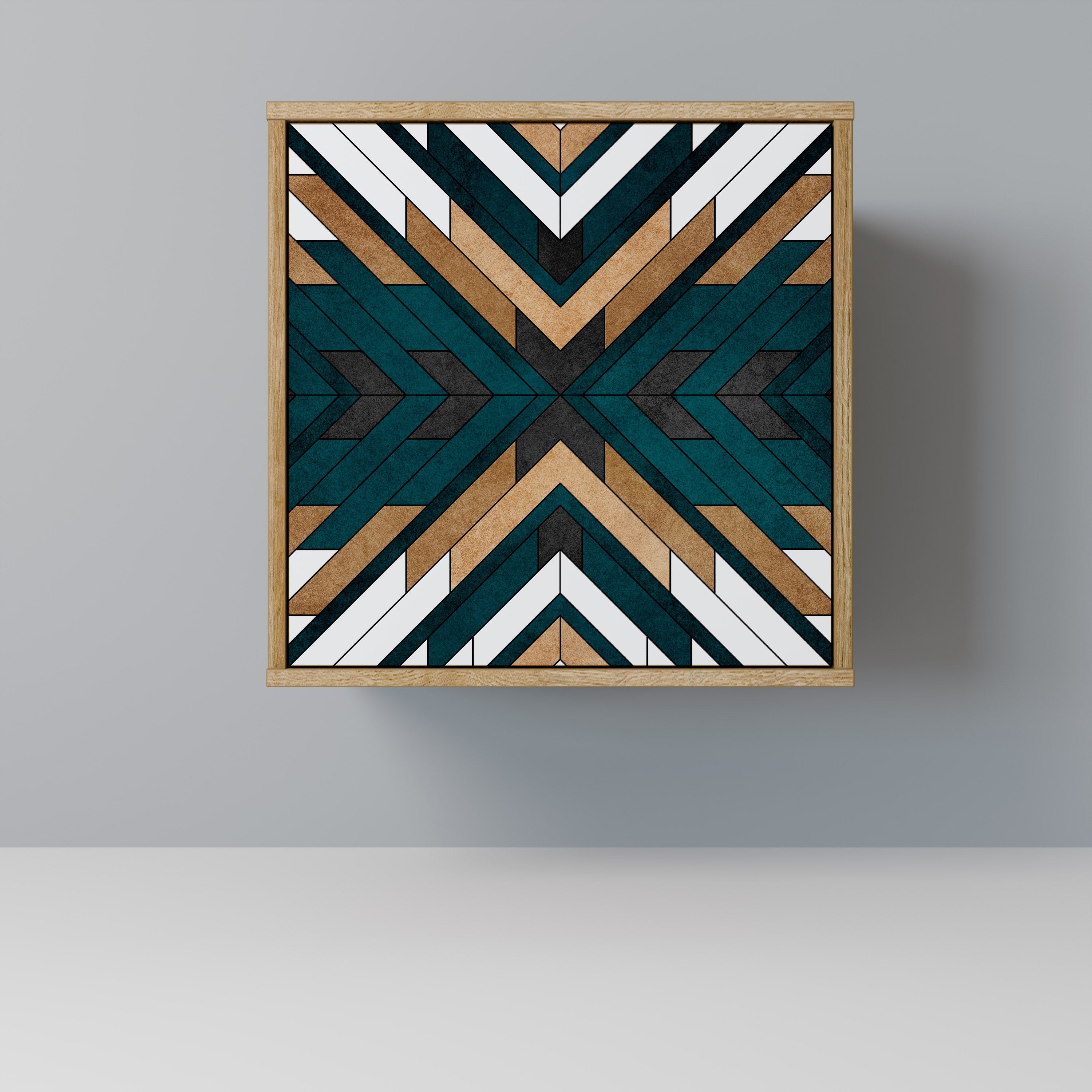 ARTISTIC GEOMETRY Aparador de 1 Porta em Efeito Carvalho