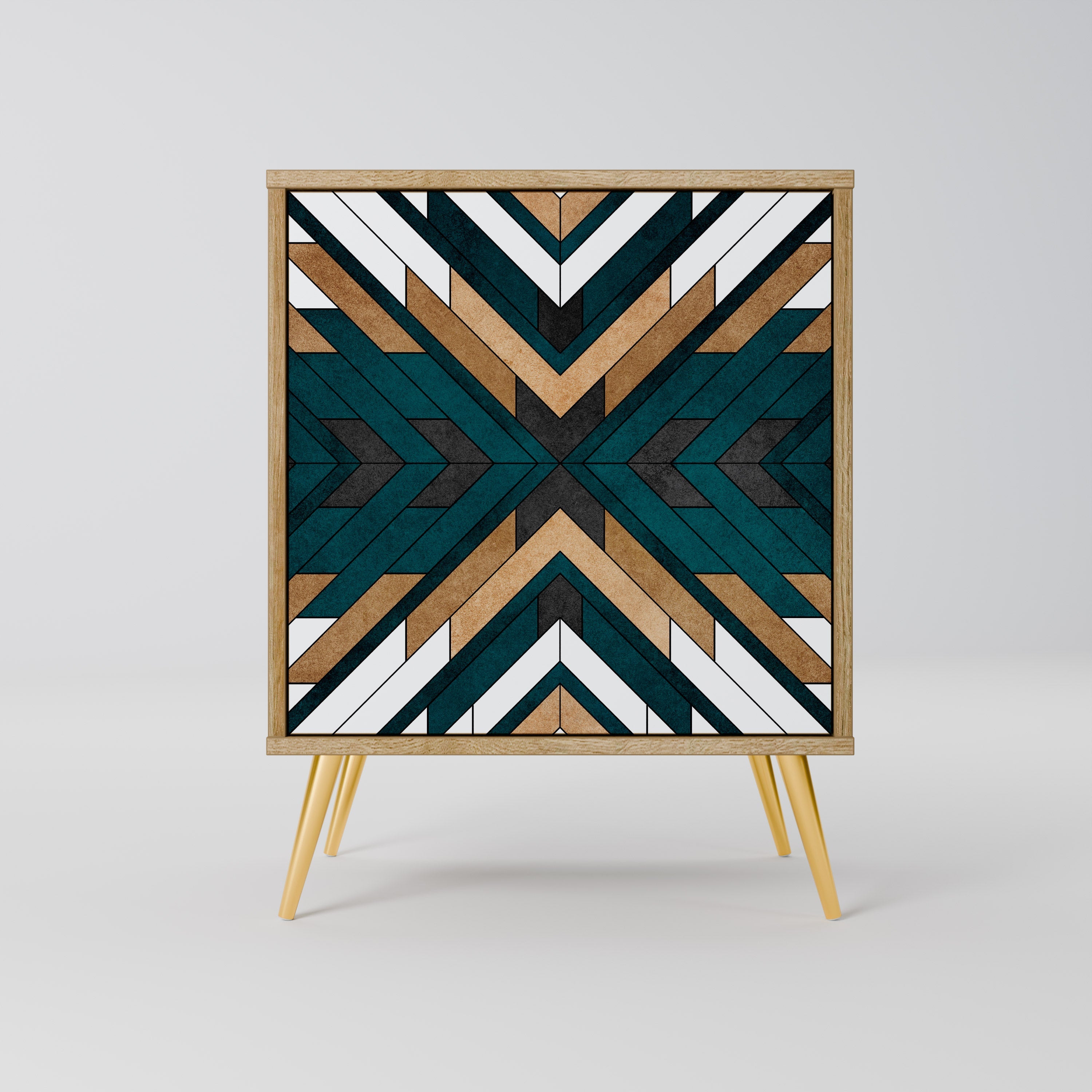 ARTISTIC GEOMETRY Aparador de 1 Porta em Efeito Carvalho