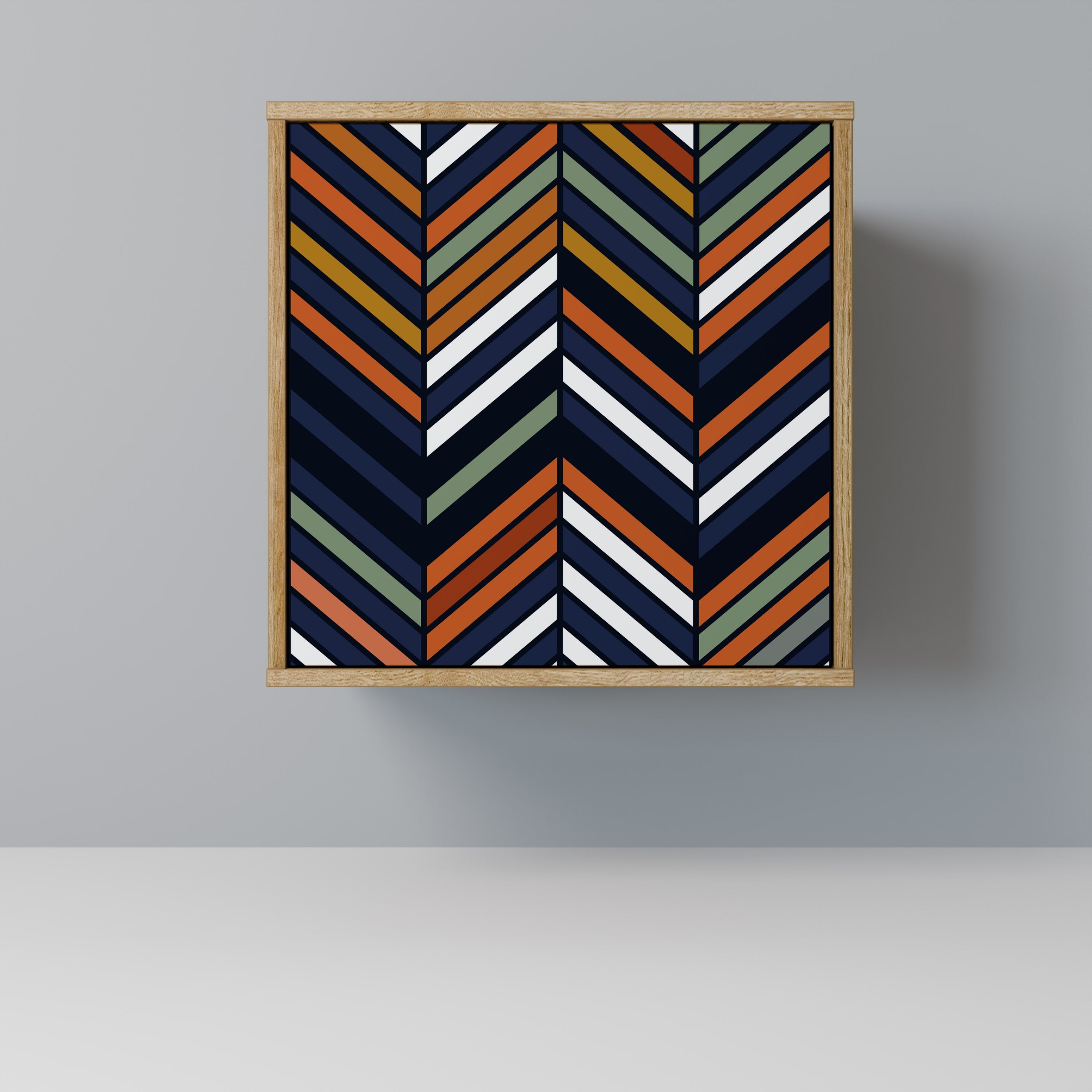 VIBRANT PATCHWORK Aparador de 1 Porta em Efeito Carvalho