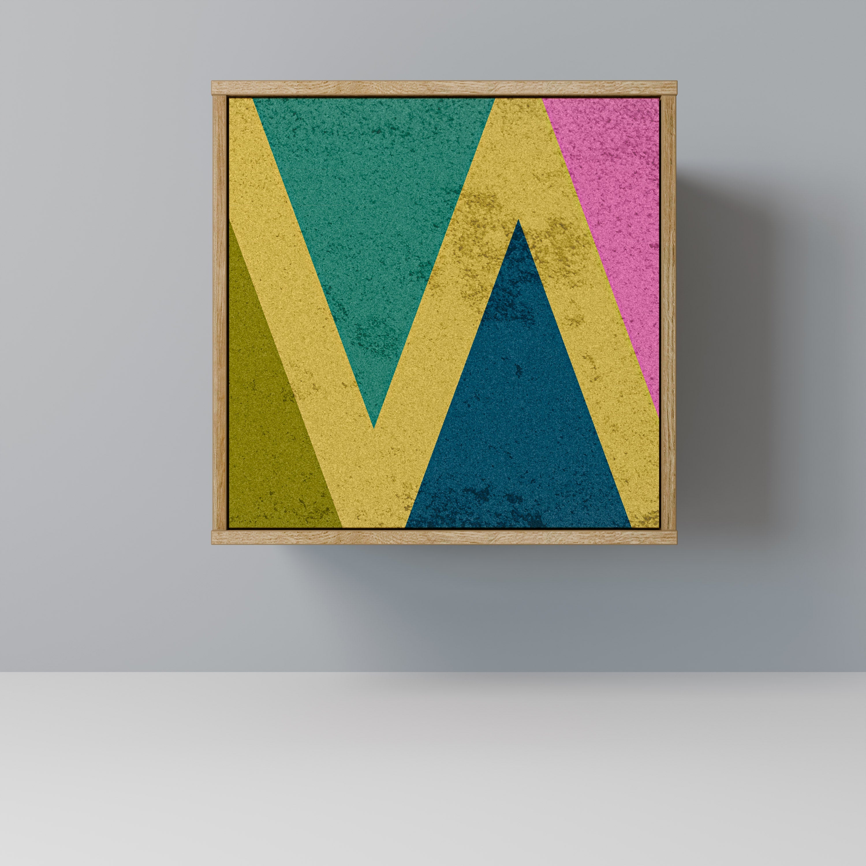 COLORFUL TRIANGLES Aparador de 1 Porta em Efeito Carvalho