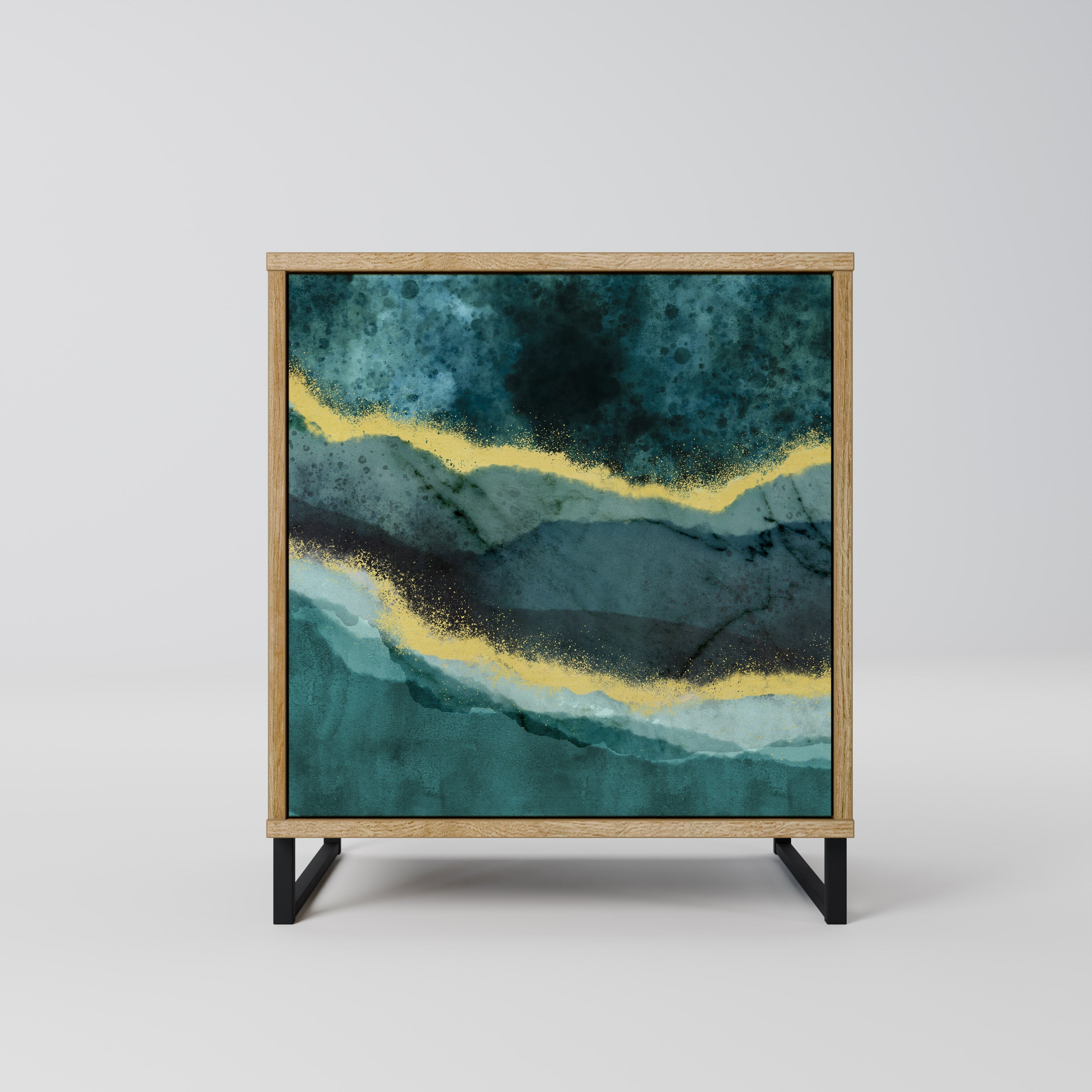 GOLDRUSH ODYSSEY Aparador de 1 Porta em Efeito Carvalho