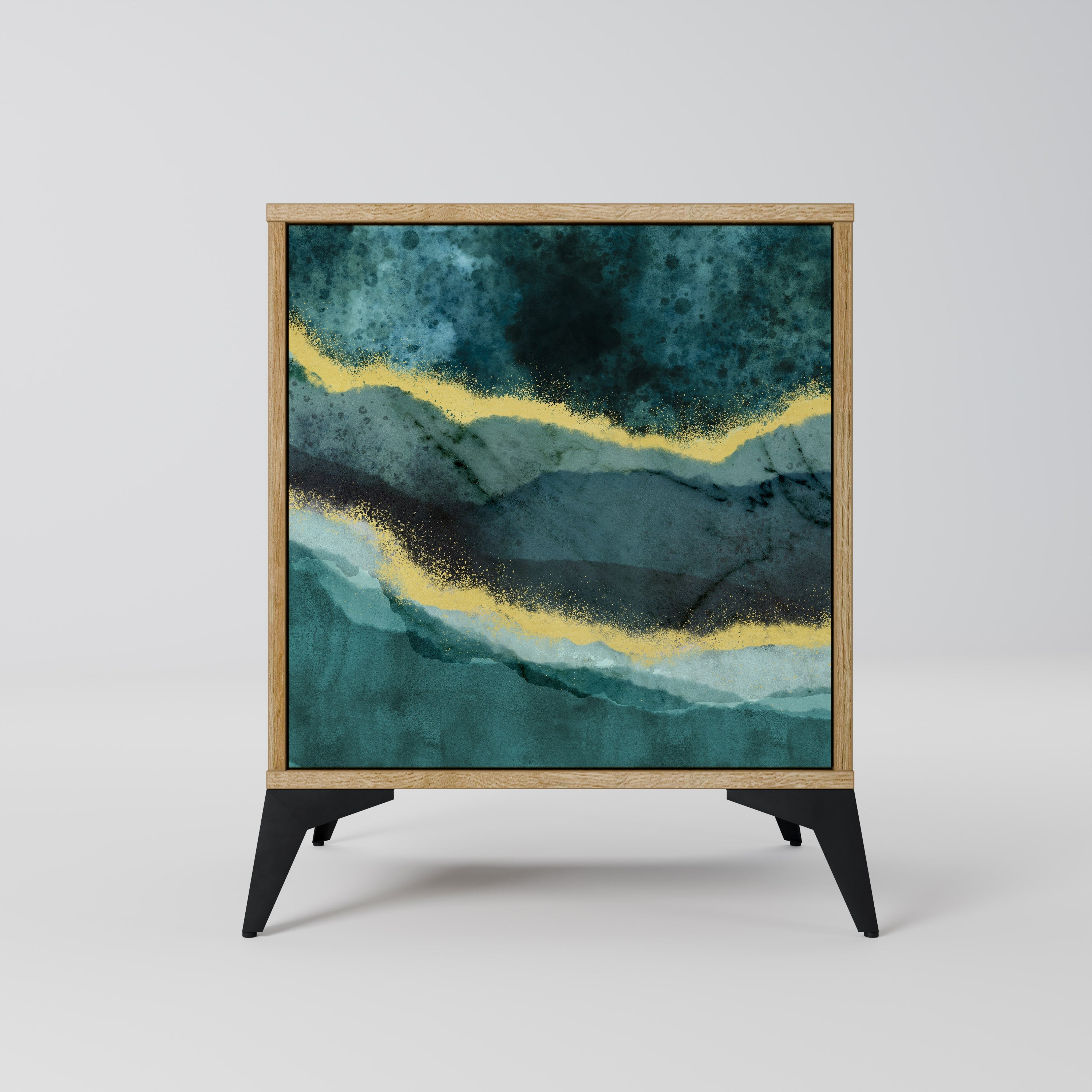 GOLDRUSH ODYSSEY Aparador de 1 Porta em Efeito Carvalho