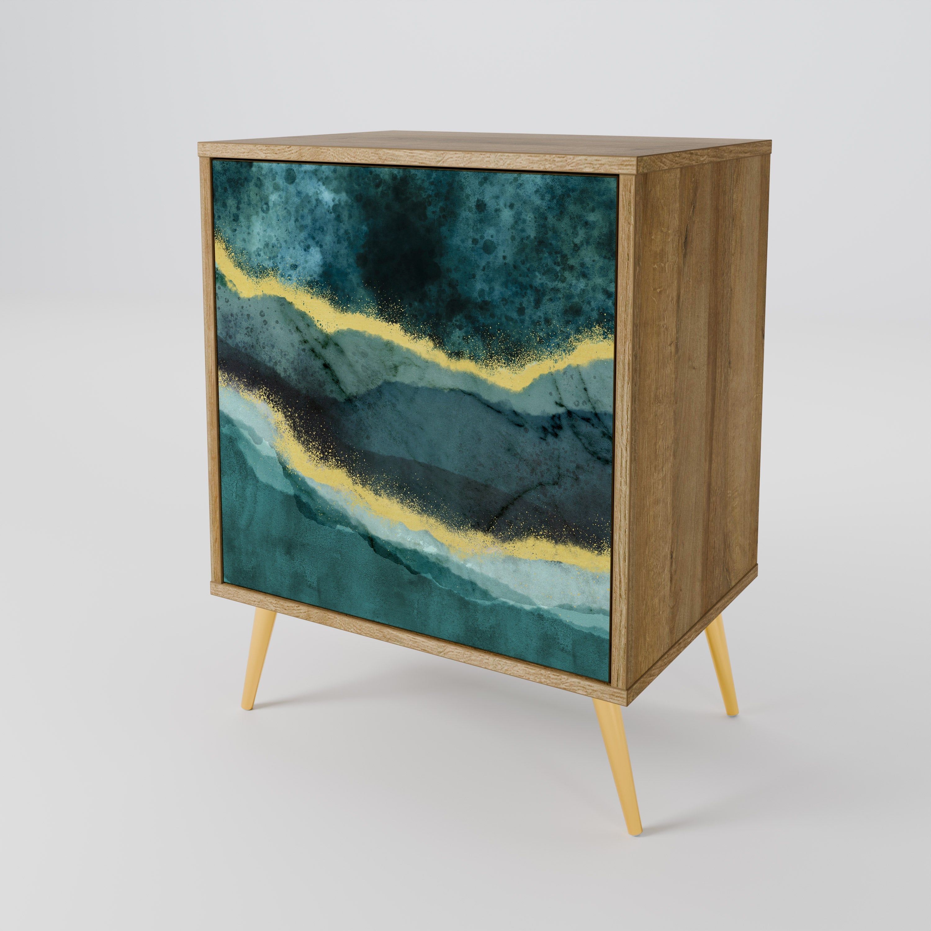 GOLDRUSH ODYSSEY Aparador de 1 Porta em Efeito Carvalho