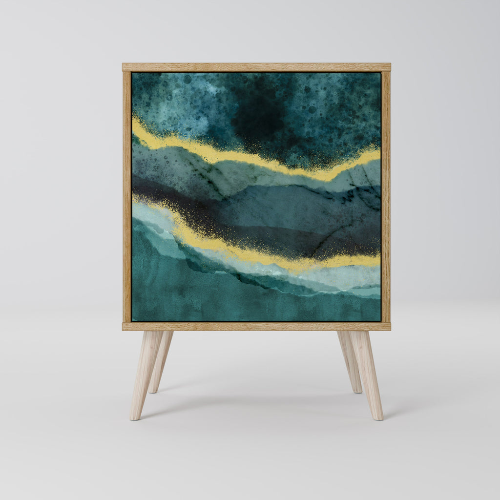 GOLDRUSH ODYSSEY Aparador de 1 Porta em Efeito Carvalho