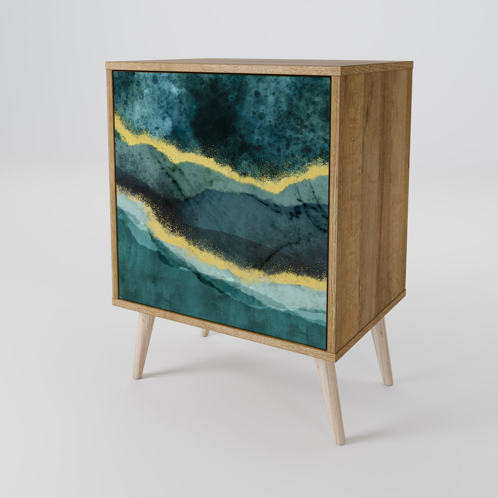 GOLDRUSH ODYSSEY Aparador de 1 Porta em Efeito Carvalho