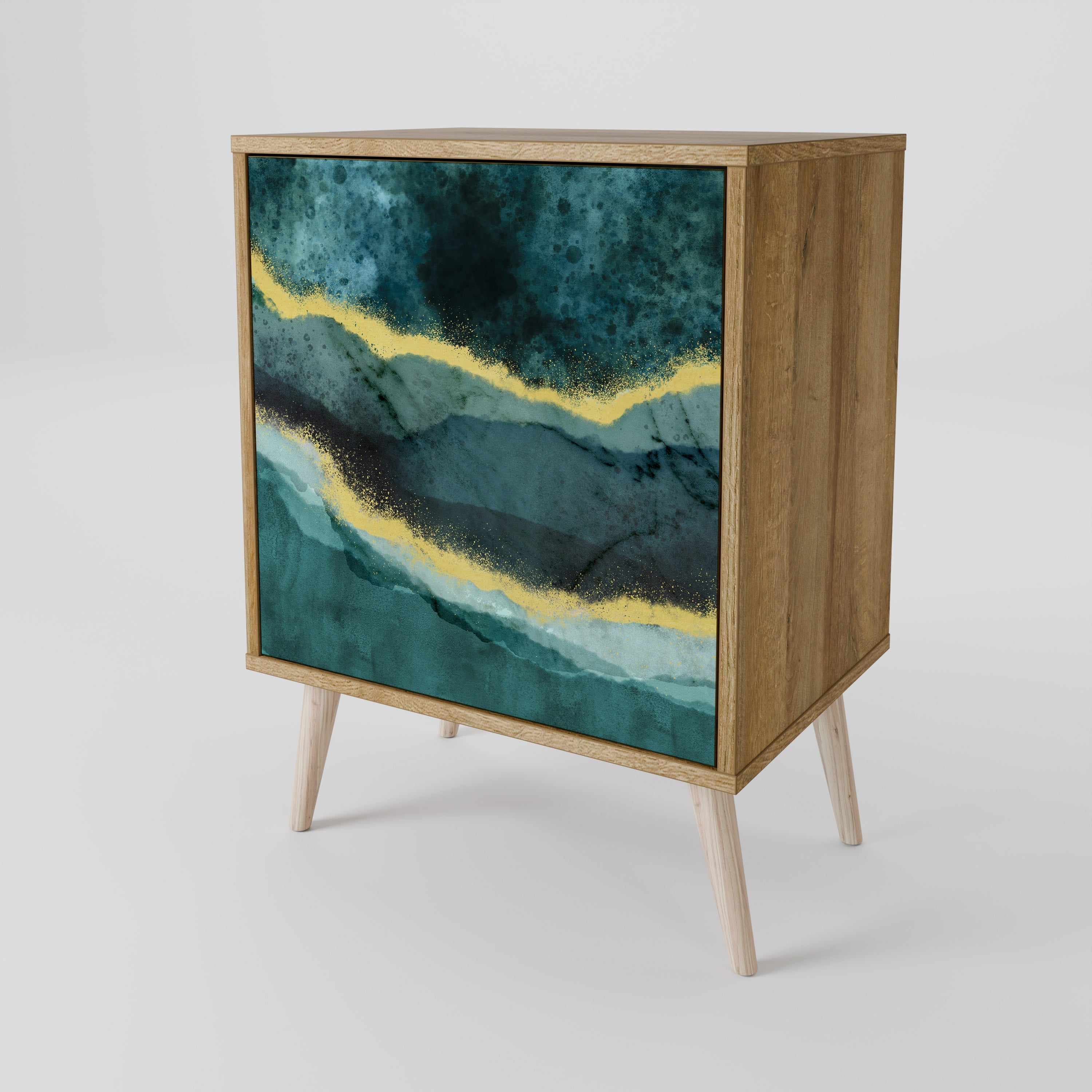 GOLDRUSH ODYSSEY Aparador de 1 Porta em Efeito Carvalho