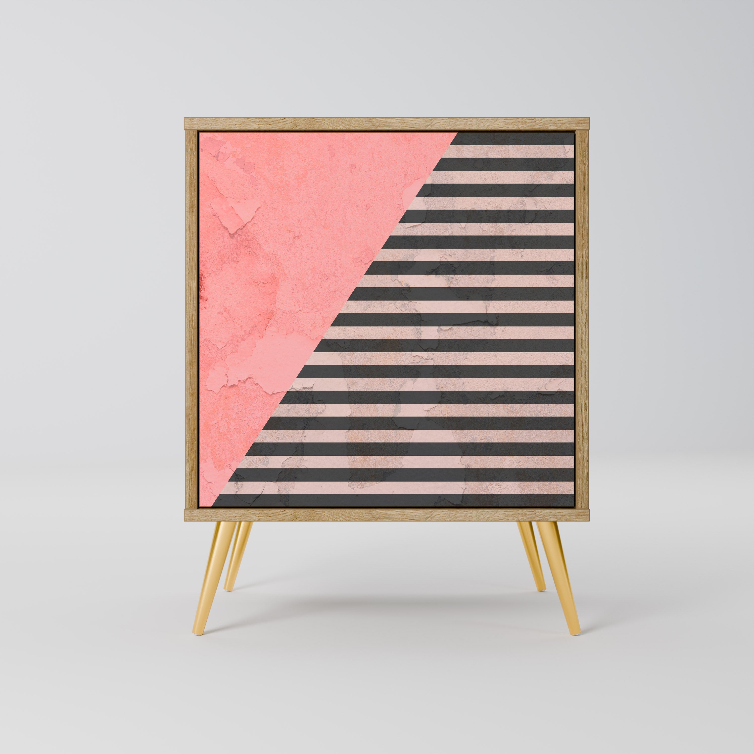 GLAMOROUS STRIPE Aparador de 1 Porta em Efeito Carvalho