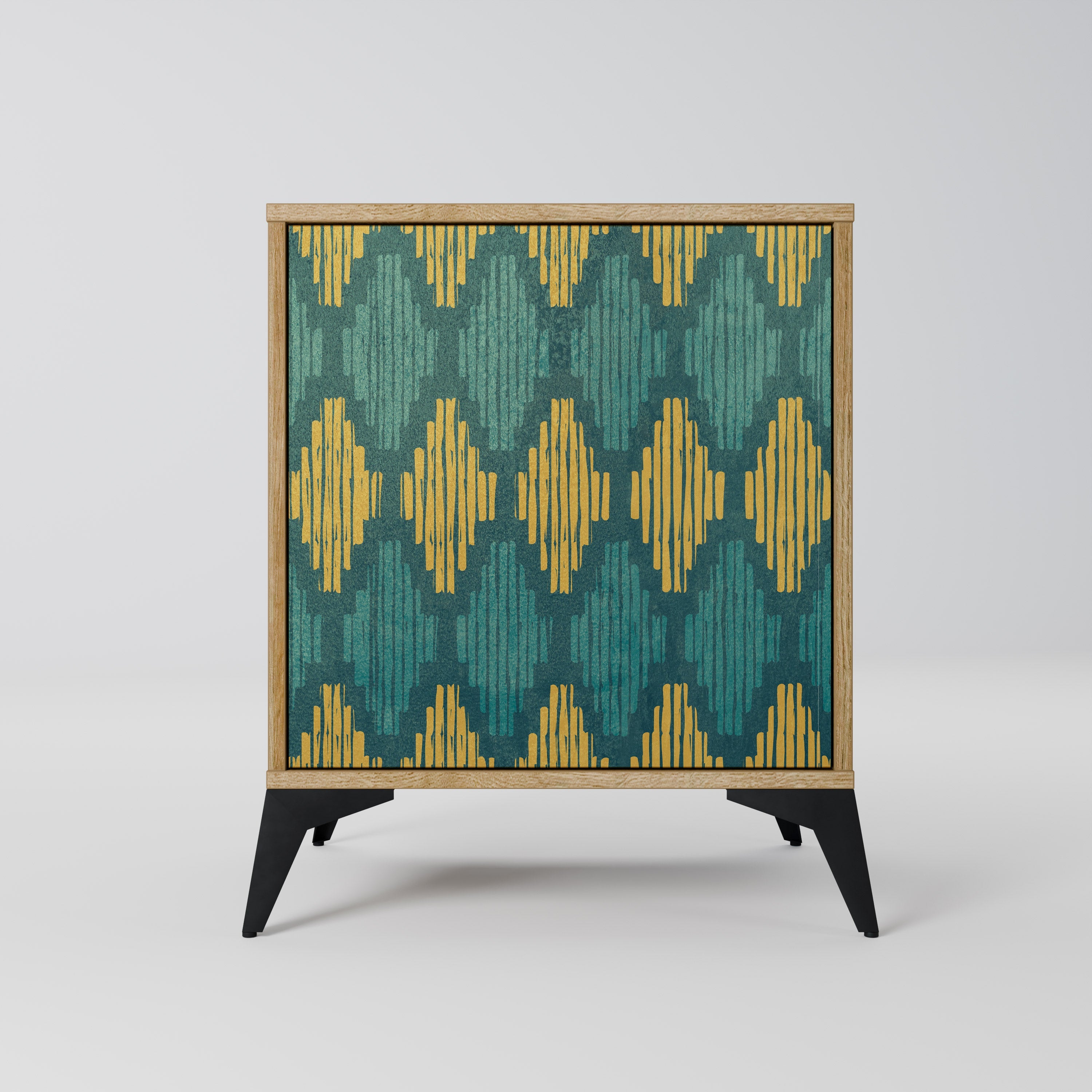 POLYGONS Aparador de 1 Porta em Efeito Carvalho