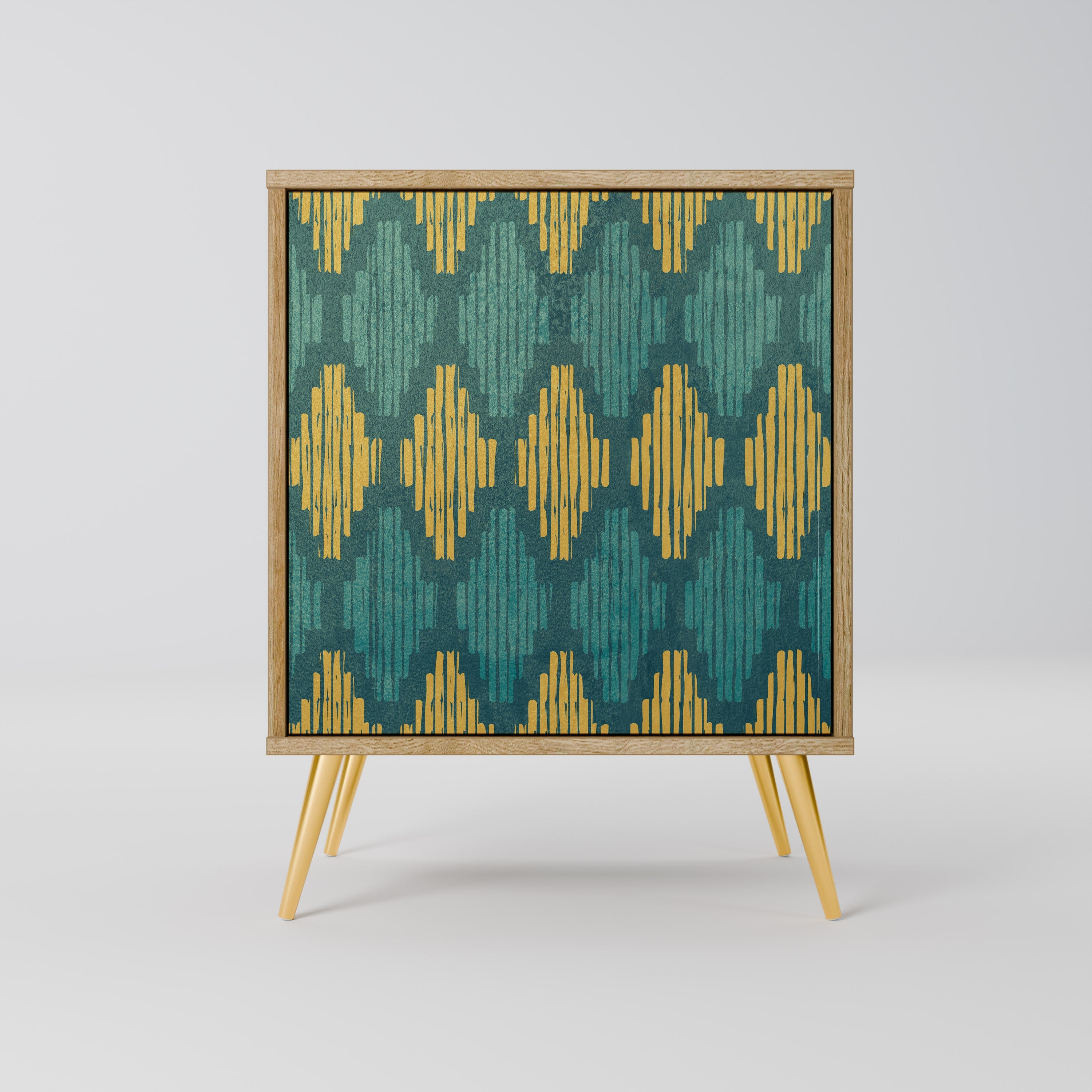 POLYGONS Aparador de 1 Porta em Efeito Carvalho