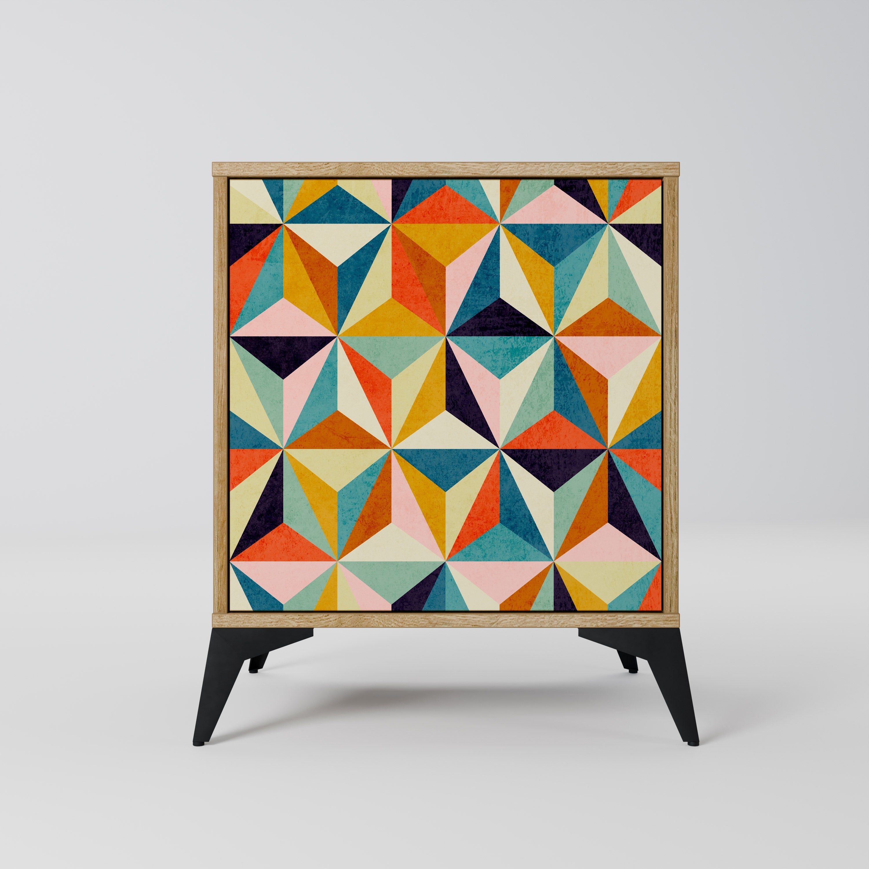 TESSELATE TREASURES Aparador de 1 Porta em Efeito Carvalho