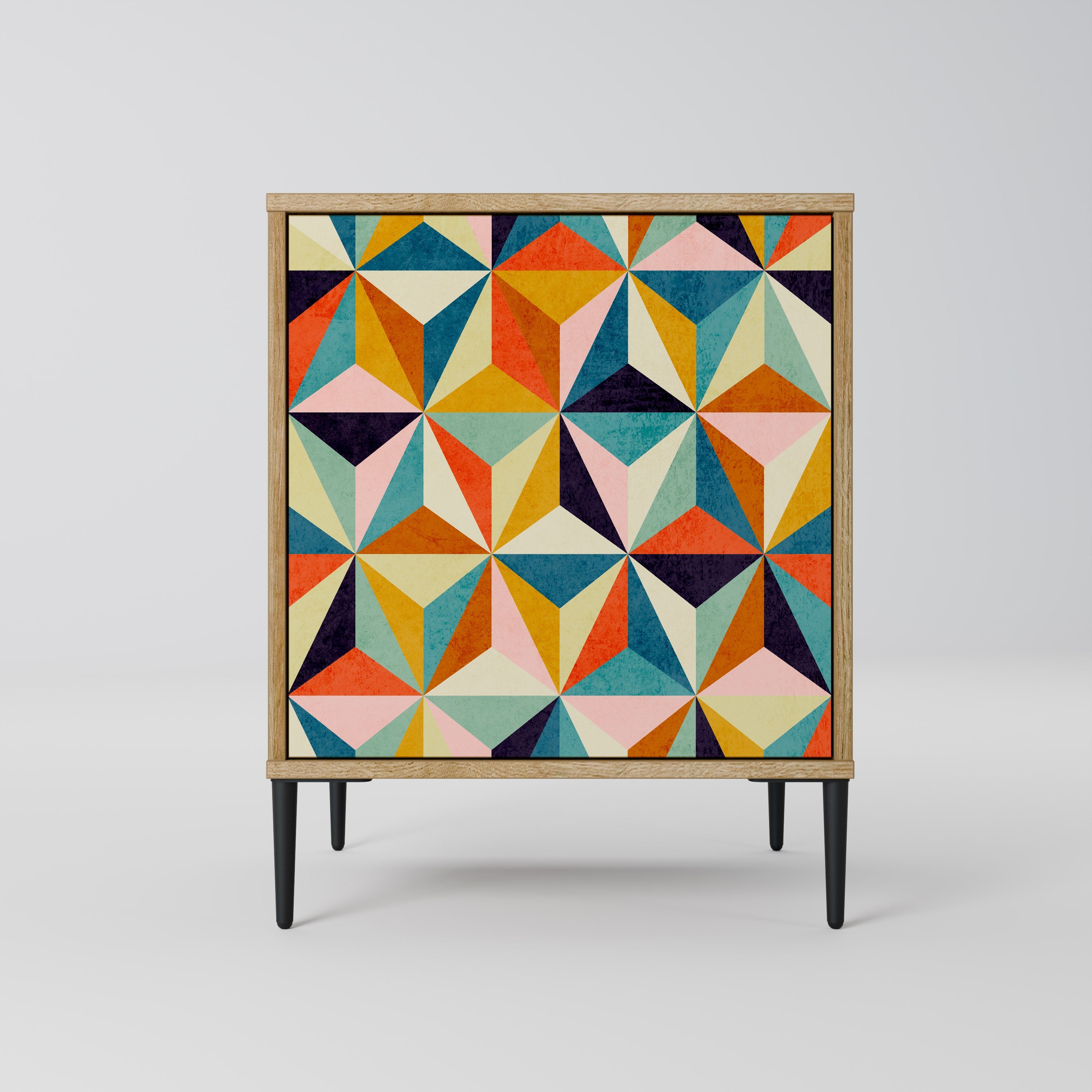 TESSELATE TREASURES Aparador de 1 Porta em Efeito Carvalho