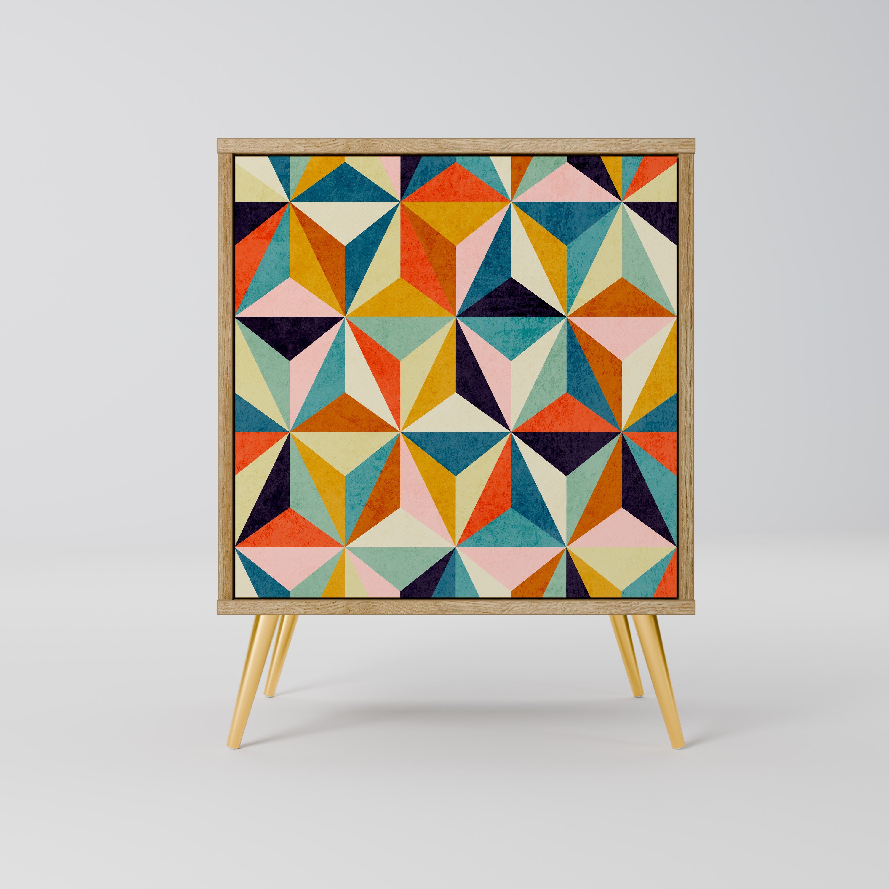 TESSELATE TREASURES Aparador de 1 Porta em Efeito Carvalho