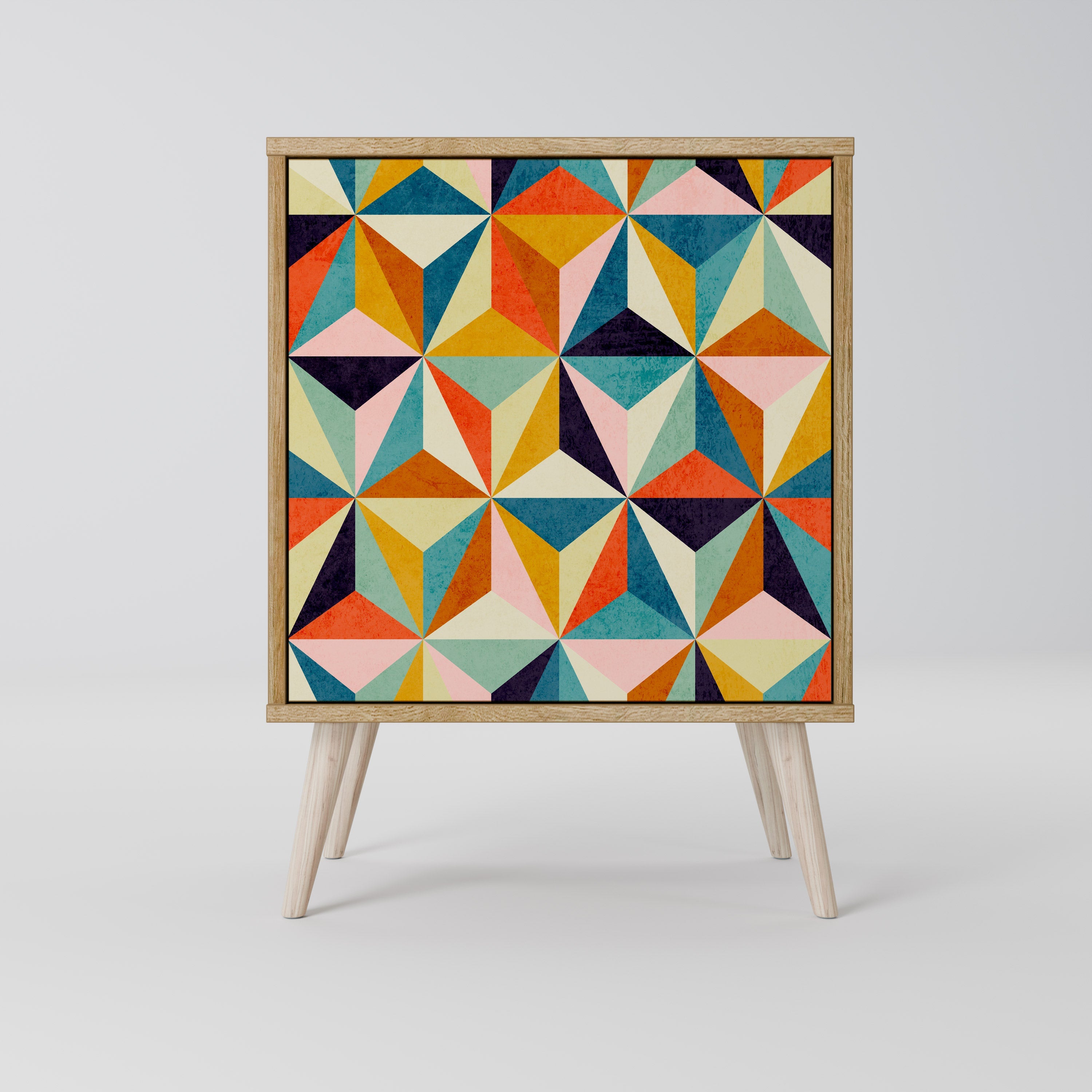 TESSELATE TREASURES Aparador de 1 Porta em Efeito Carvalho